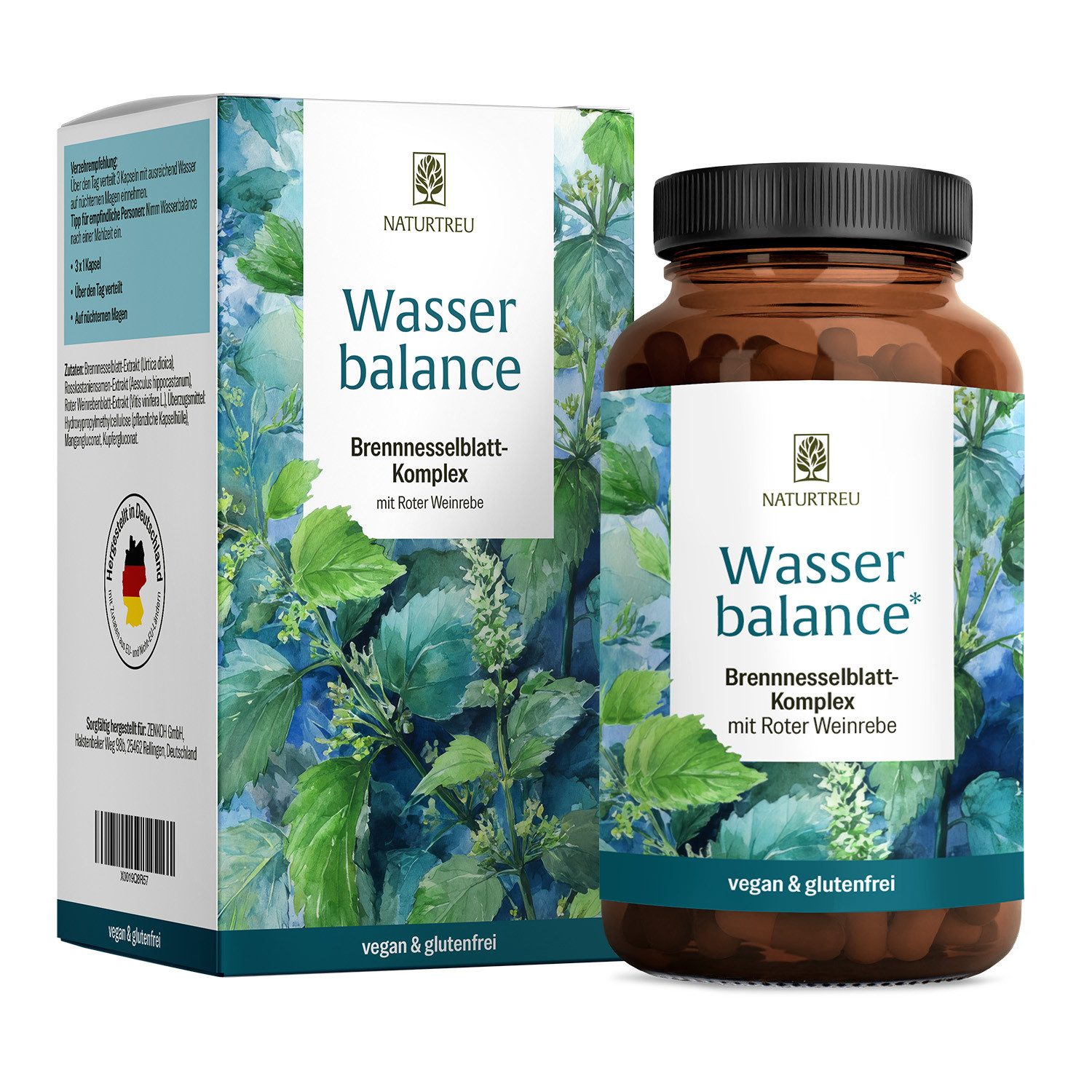 Naturtreu Wasserbalance Kapsel, 48 g, Durchdachte Entwicklung, Vegan, Laborgeprüft, Hochwertige Inhaltstoffe