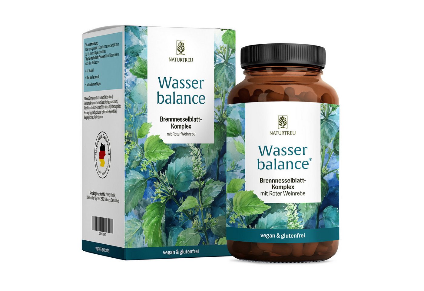 Naturtreu Wasserbalance Kapsel, 48 g, Durchdachte Entwicklung, Vegan, Laborgeprüft, Hochwertige Inhaltstoffe