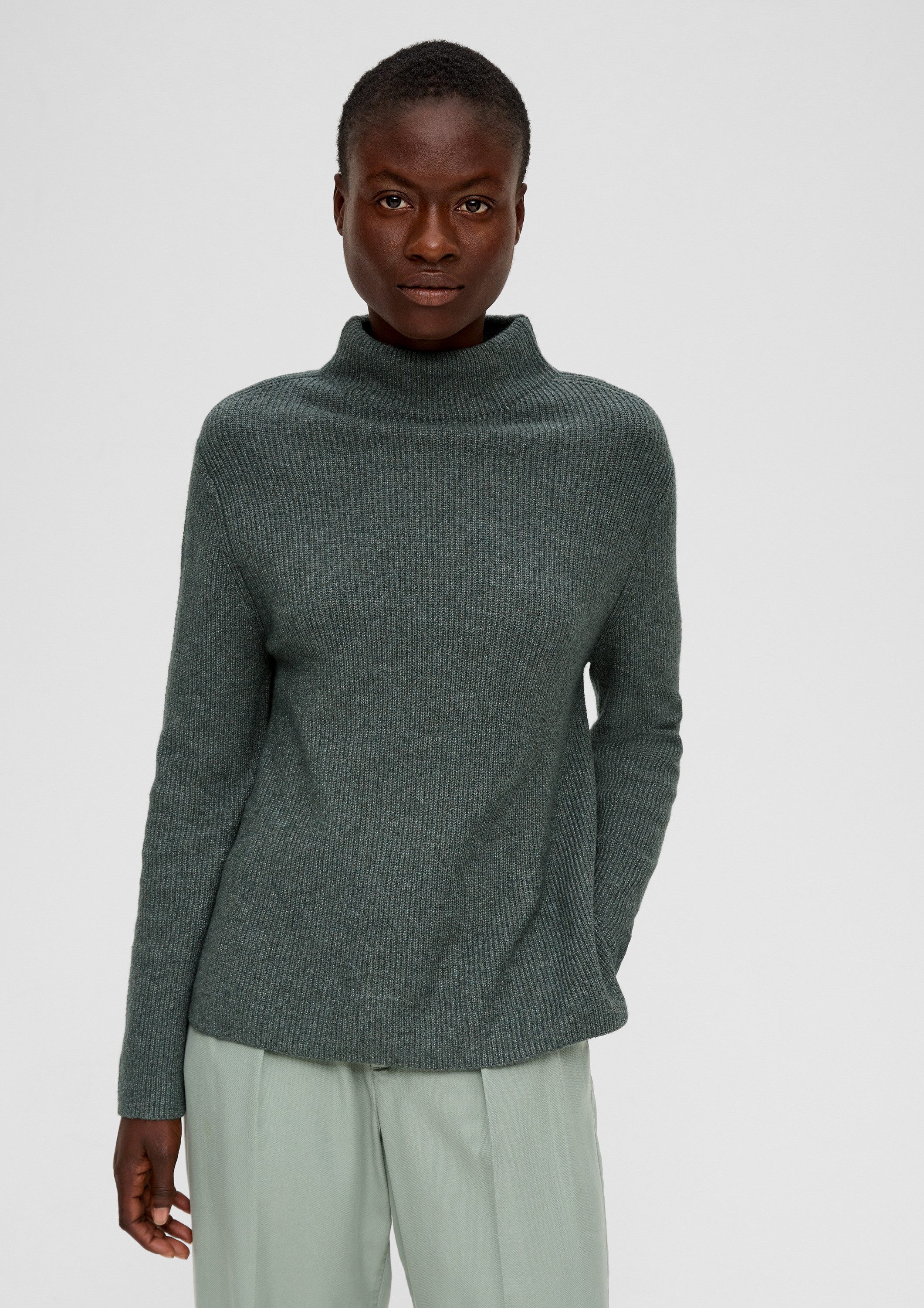 s.Oliver Longpullover Strickpullover Strickpullover mit Stehkragen