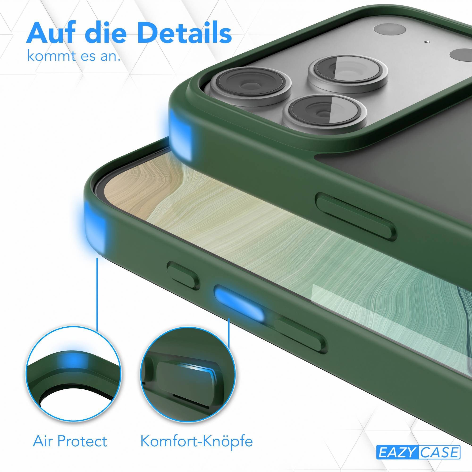 EAZY CASE Handyhülle Outdoor Case für Apple iPhone 17 Pro 6,3 Zoll, Schutzhülle Outdoor Case robust stoßfest Back Cover dunkelgrün – Bild 4 von 5
