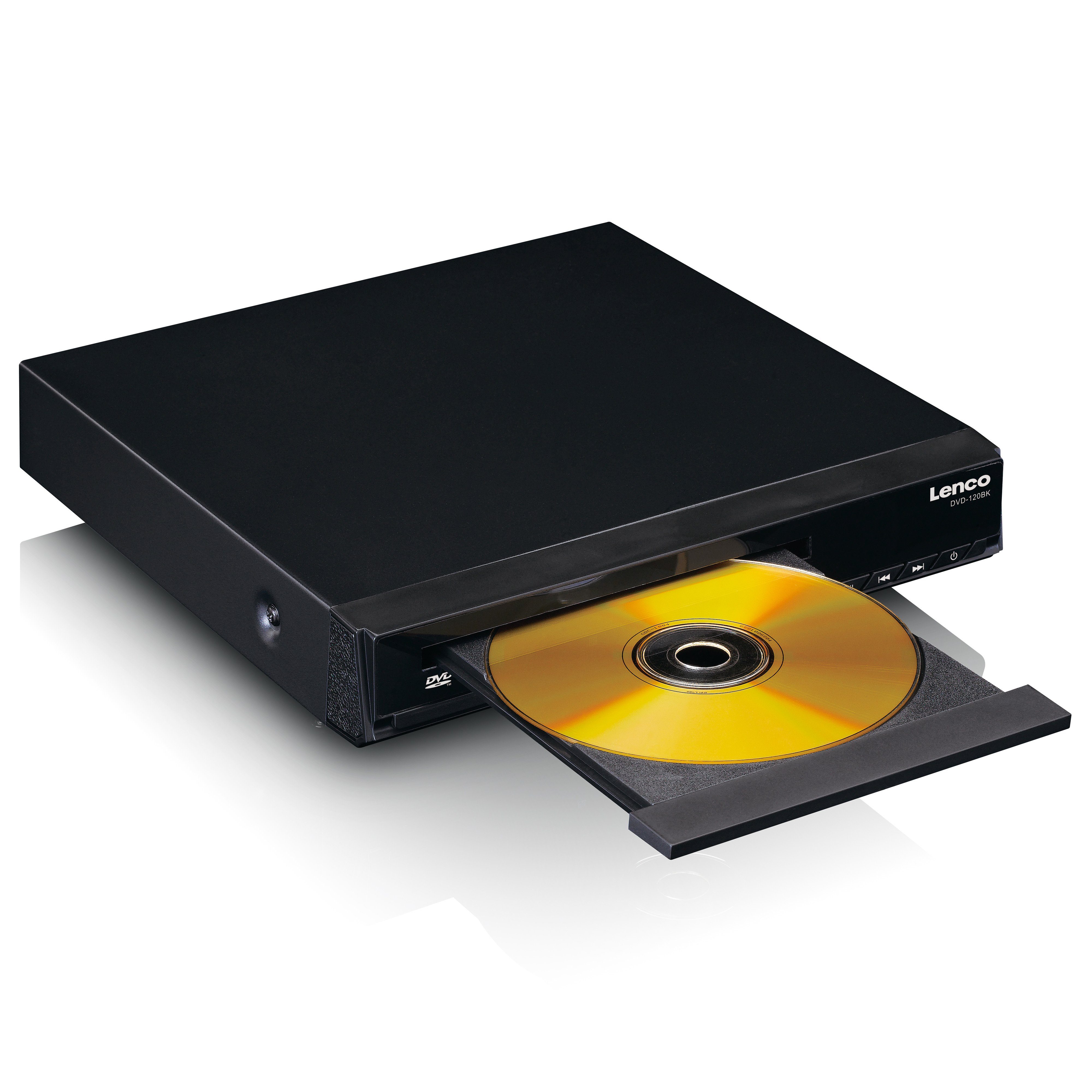 Lenco DVD-120BK Portabler DVD-Player (HD-Auflösung, HD-Qualität, HDMI, USB, inkl. Fernbedienung im elegantem Schwarz)