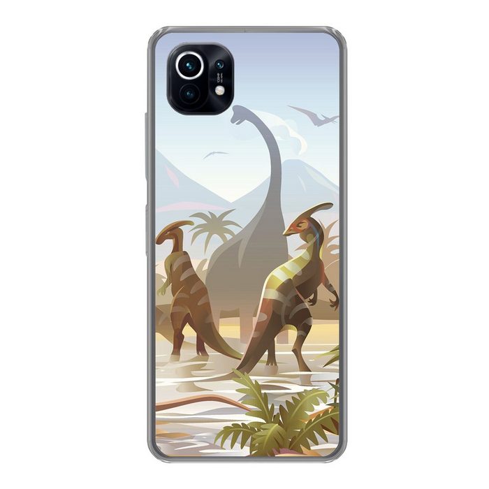 MuchoWow Handyhülle Dinosaurier - Landschaft - Tropisch - Kinder - Jungen Phone Case Handyhülle Xiaomi Mi 11 Silikon Schutzhülle