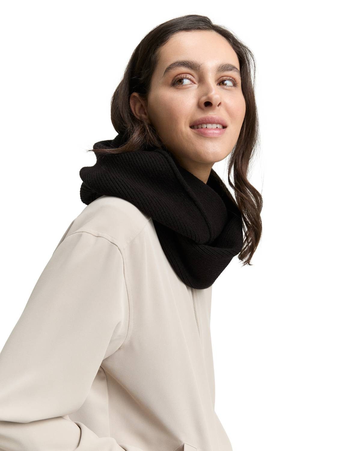 TOM TAILOR Modeschal Eclipse, Elegante Rippstruktur in zeitlosem Schwarz