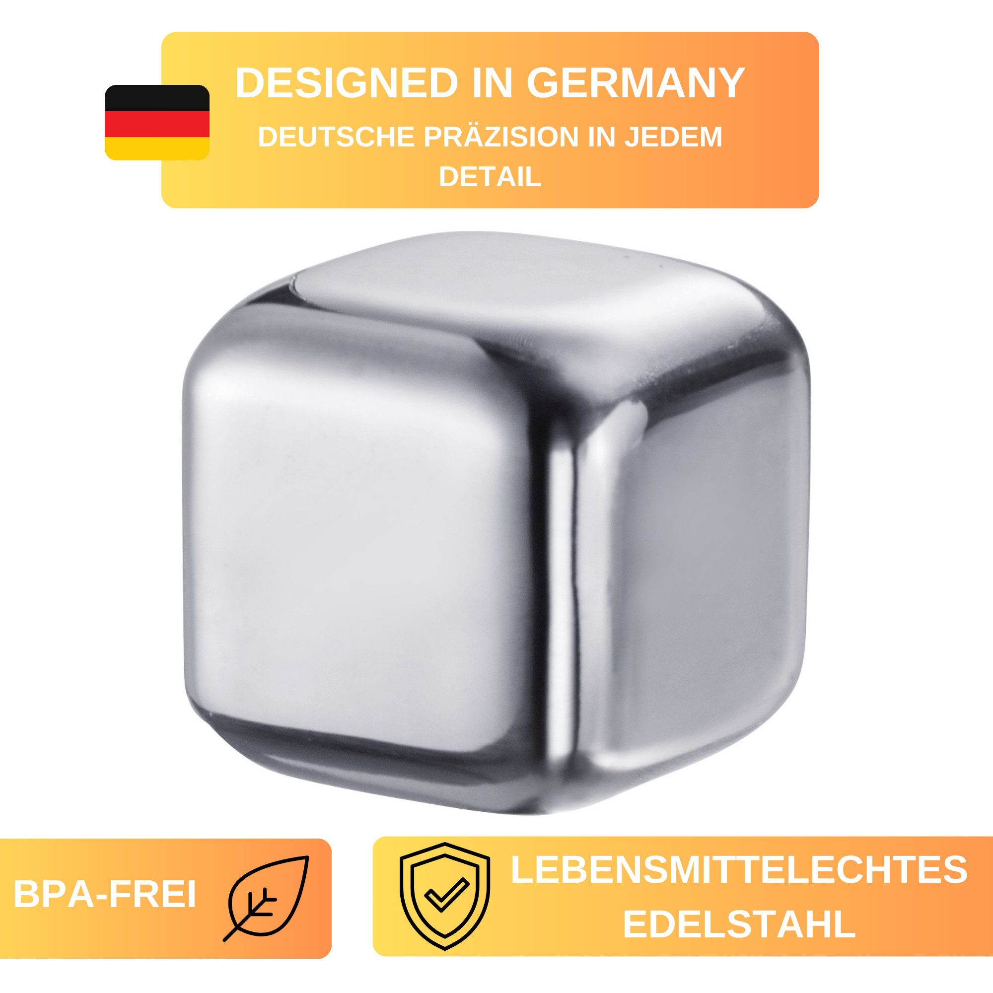 Thiru Eiswürfel-Steine BPA-frei aus lebensmittelechtem Edelstahl, 7-tlg. Set inklusive Zange, 7-tlg. Set inklusive Zange, BPA-frei, lebensmittelechtes Edelstahl