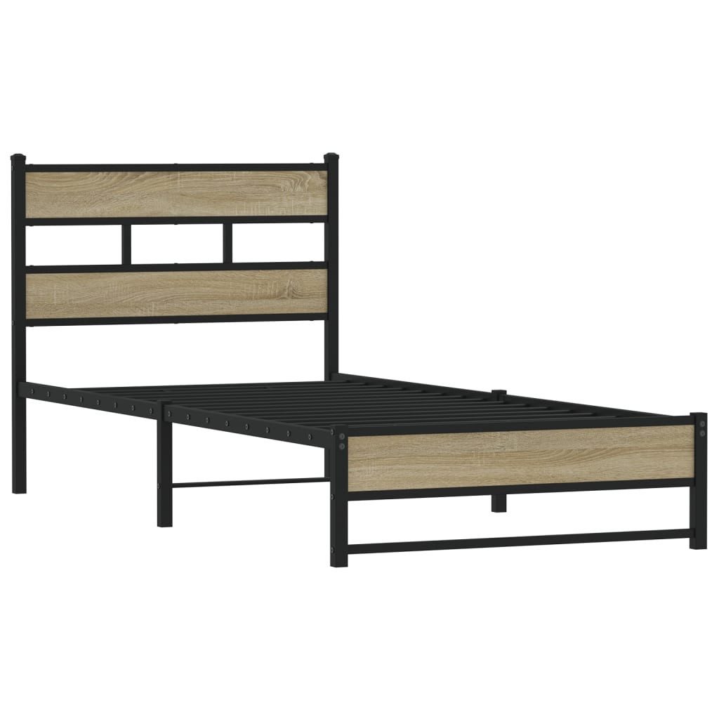 vidaXL Bett Metallbett ohne Matratze Sonoma-Eiche günstig online kaufen