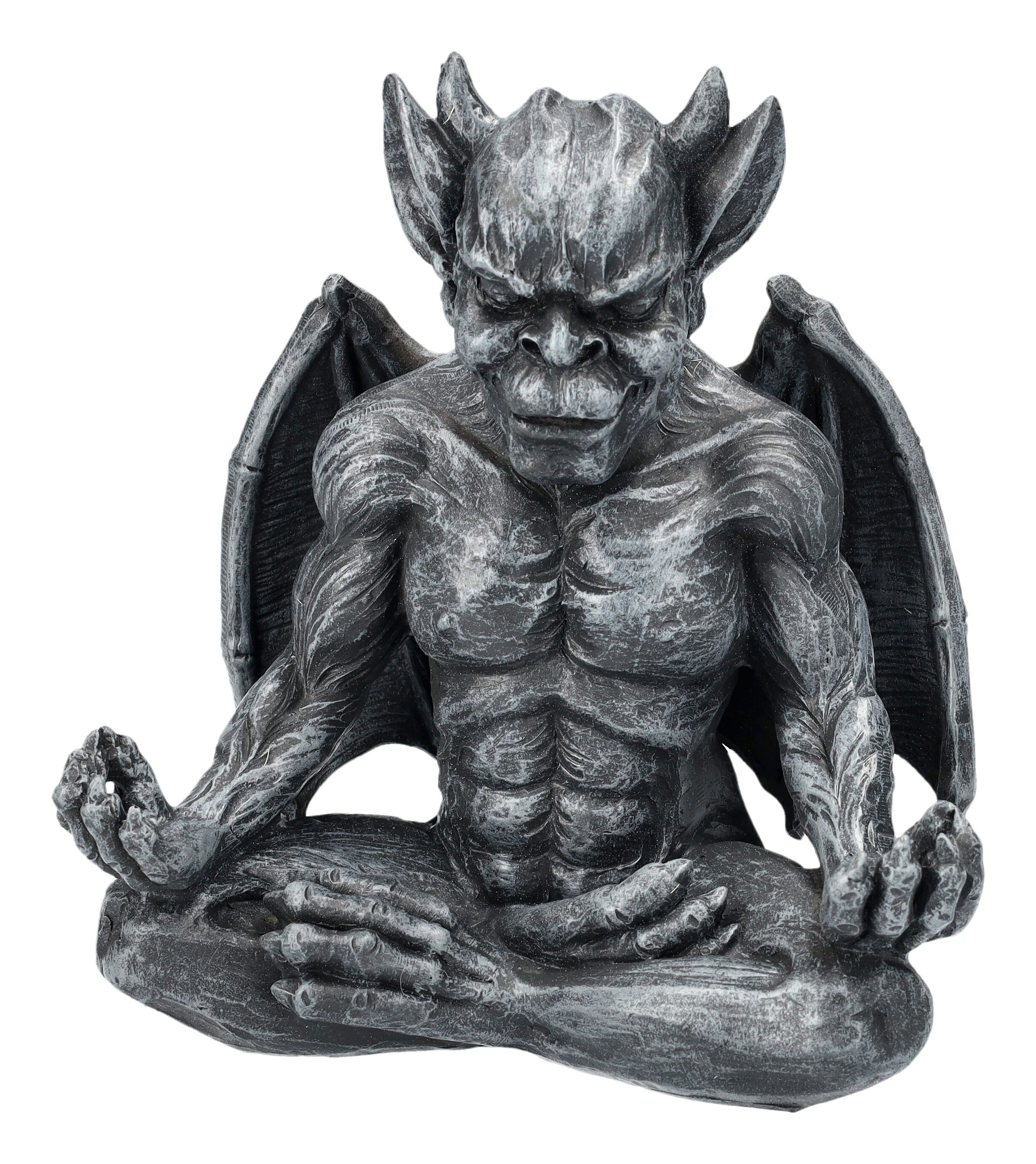 Figuren Shop GmbH Fantasy-Figur Gargoyle Figur - Meditation Ohm - Gothic Dekofigur Fantasy meditieren