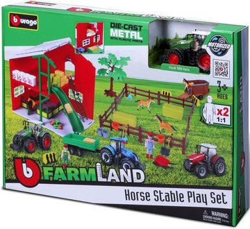 Bburago Spielwelt Farmland, Pferdestall, inkl. FENDT Traktor