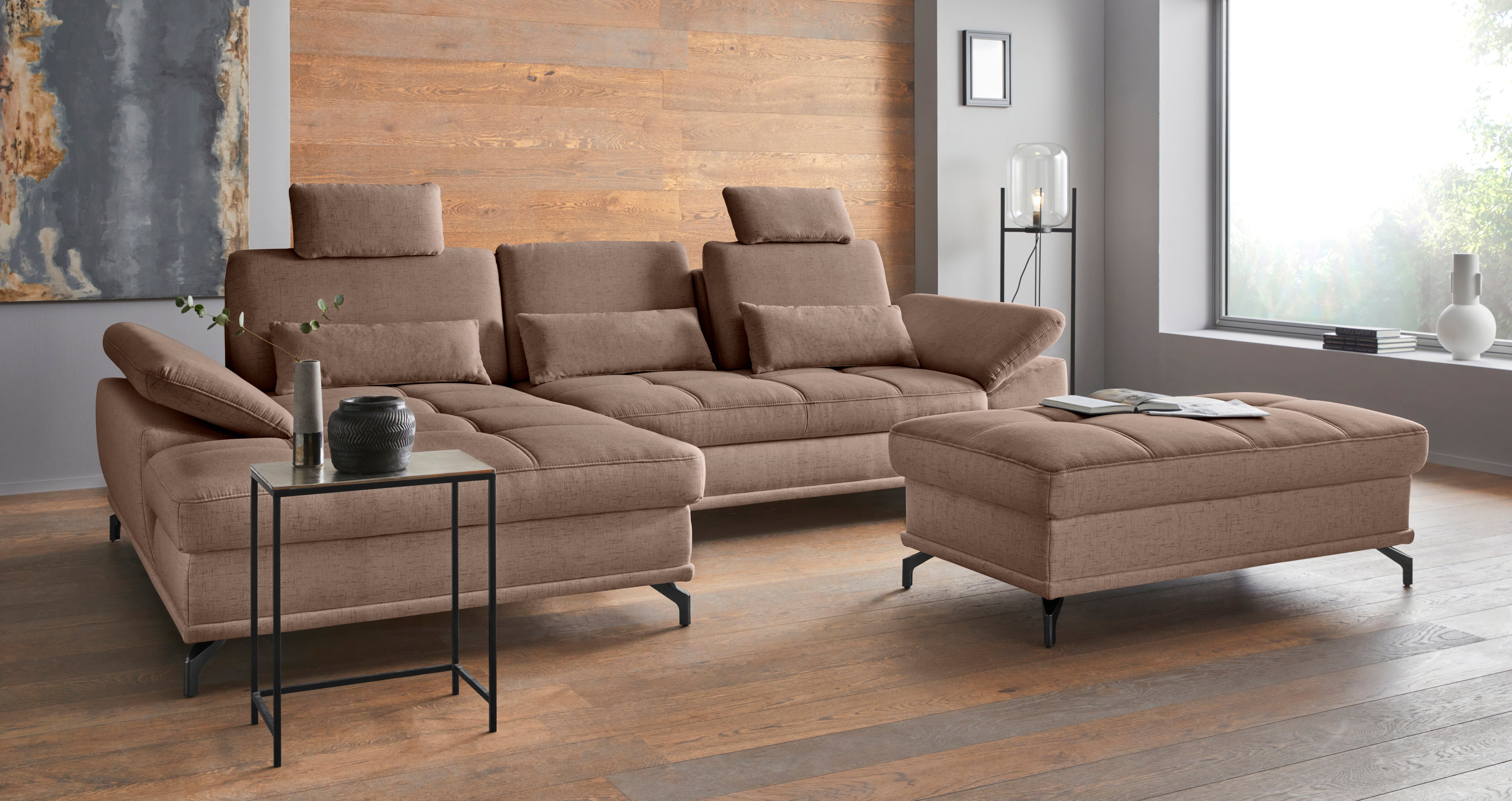 Places of Style Ecksofa Costello L-Form, mit Sitztiefenverstellung, Armteilverstellung und, 3 Nierenkissen, optional Bettfunktion und Bettkasten