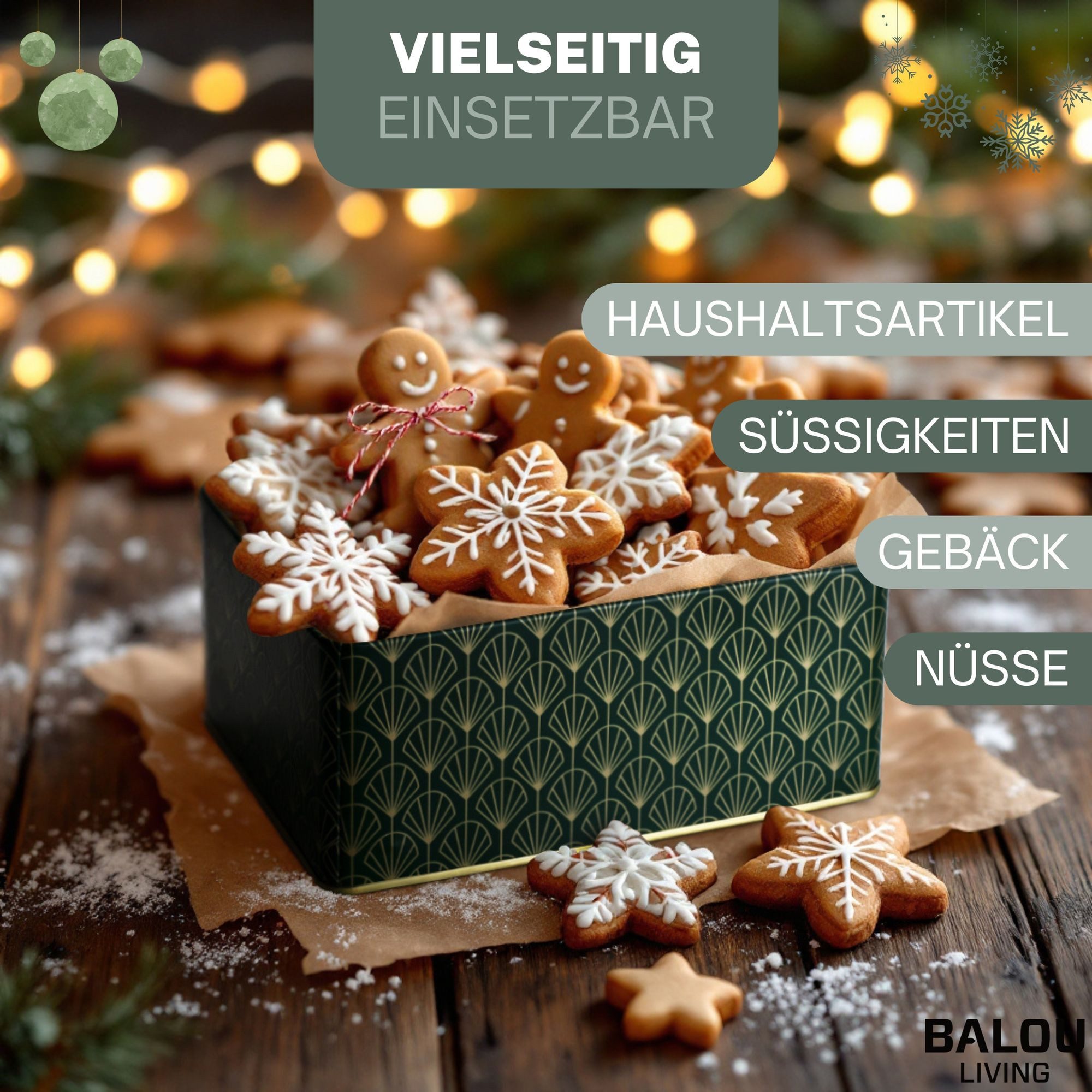 bonsport Keksdose Keksdosen 5er-Set, eckig, Metall, Pattern – Bild 5 von 5