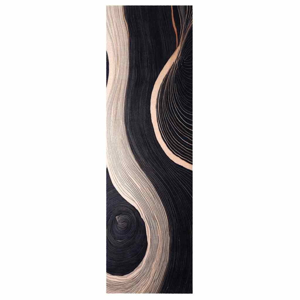 vidaXL Fußmatte Küchen Teppich Schwarz 150 x 45 cm Samt, Rechteckig