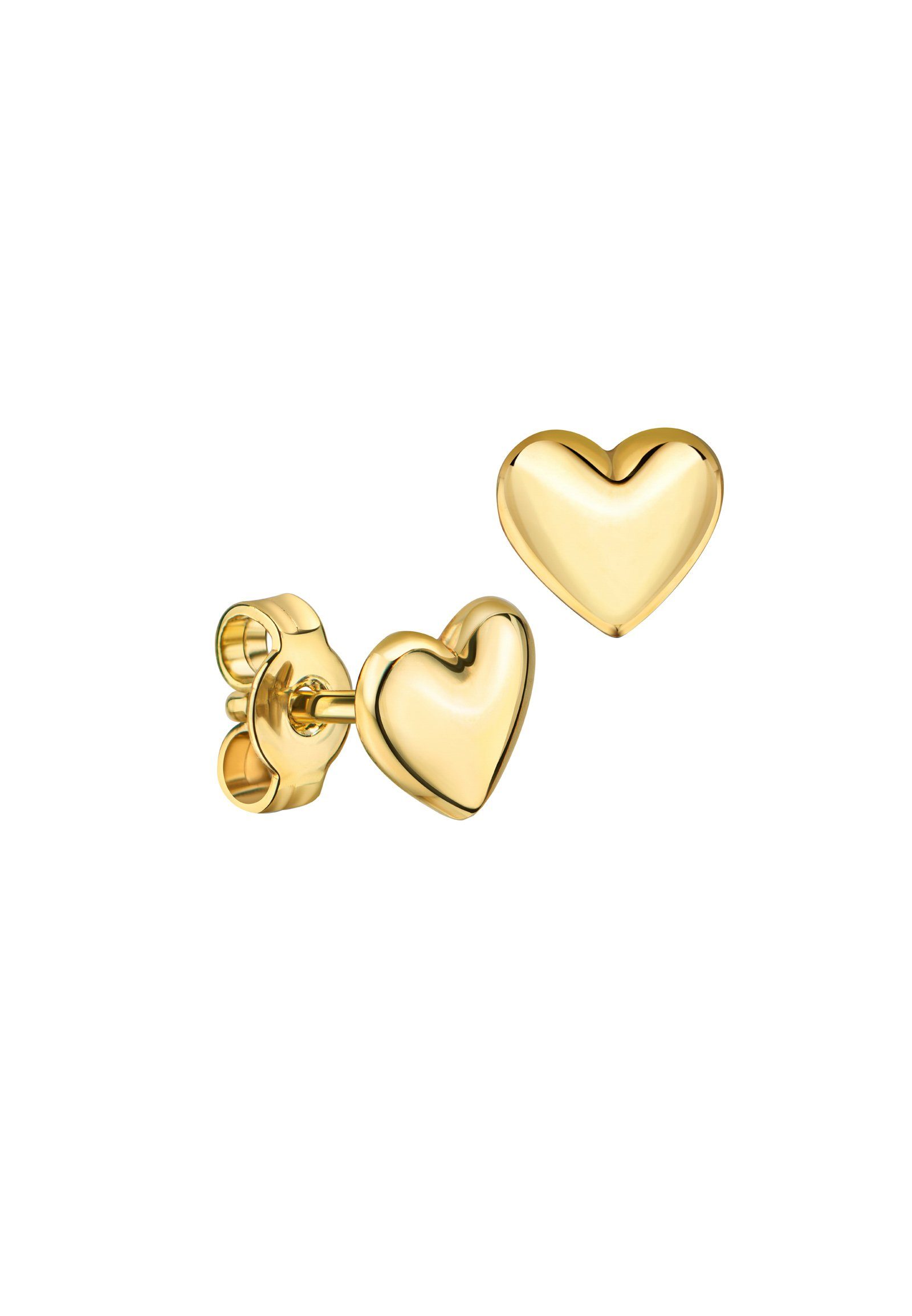 Ohrstecker-Set 585 Gelbgold in Herzform