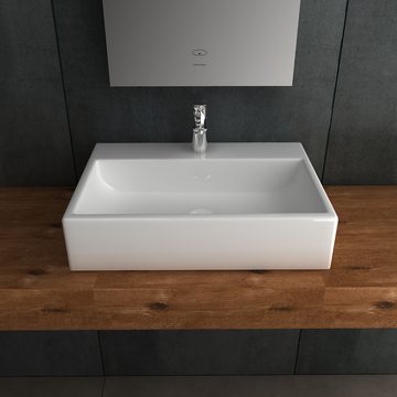 Alpenberger Waschbecken - Keramik Aufsatzwaschbecken Hängewaschbecken - Eleganter Waschplatz (1-tlg. Set, 1-St., Handwaschbecken Badezimmer), Aufsatzbecken schmutzabweisend & hygienisch mit Nano beschichtet