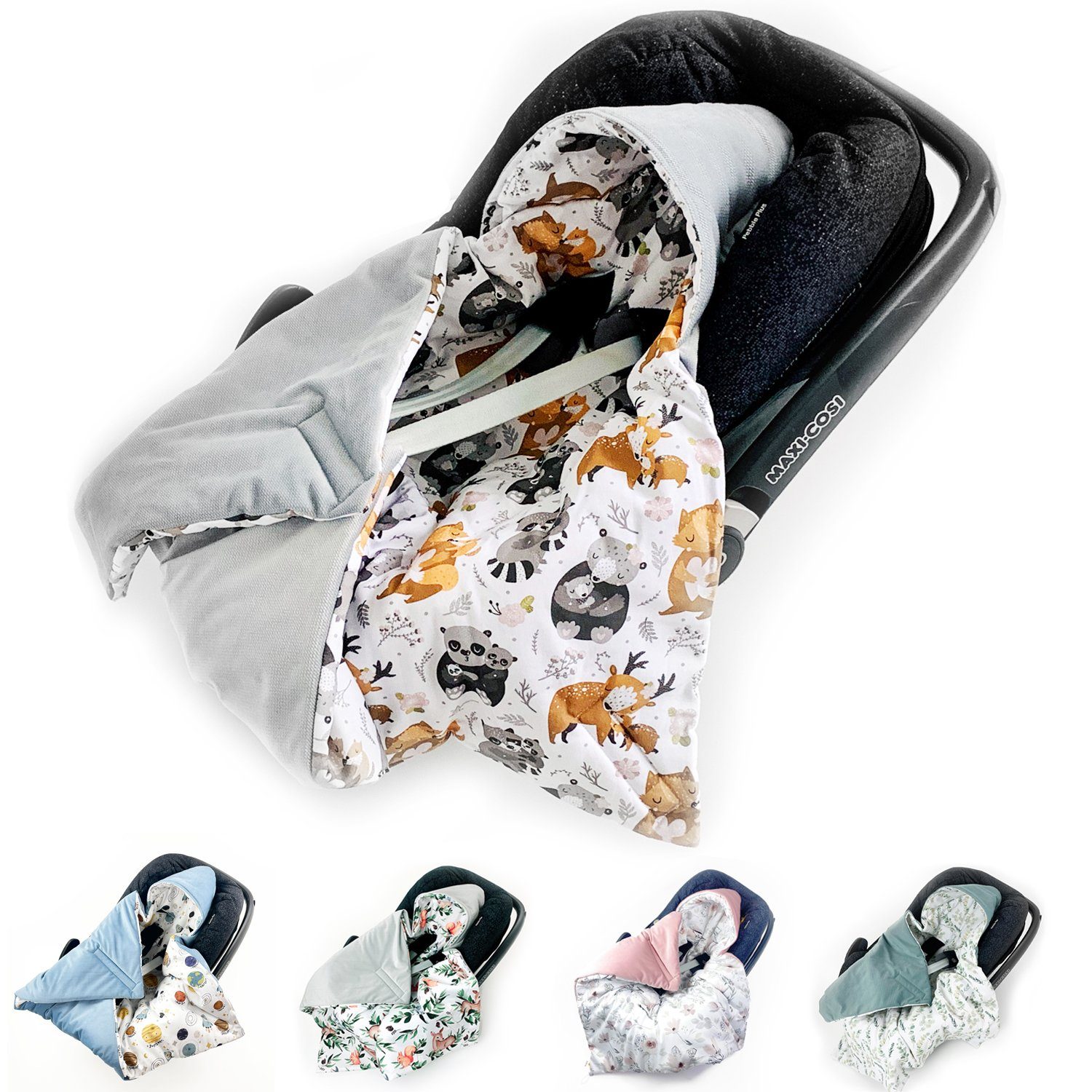 Einschlagdecke Ganzjährige Einschlagdecke Babyschale Autositz universal,0-6  0-12 Mon., BABEES, Handgemacht aus zertifizierten Materialien | Einschlagdecken