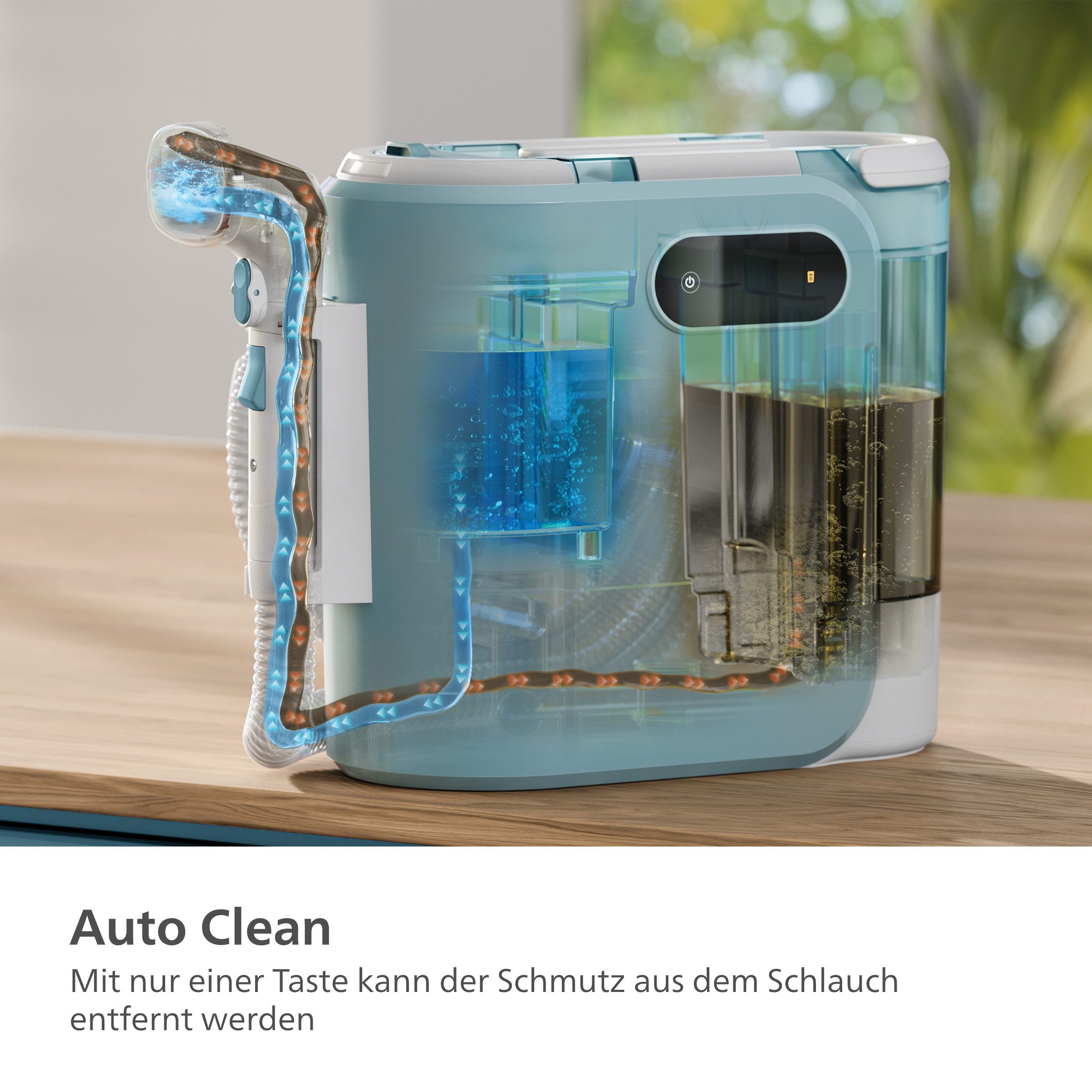 Philips Wasch-Sauger XW3193/11 3000 Series mit 2 Bürsten unterschiedlicher Größe, 400 W, beutellos, reinigt zahlreiche weiche Oberflächen, kompakt, Blau / Seidenweiß