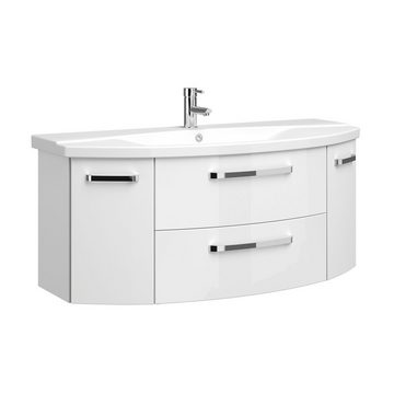 Lomadox Waschtisch-Set FES-4010-66, (Spar-Set, 0-St), weiß Waschtischunterschrank mit 144cm Keramikbecken 144/175/50cm