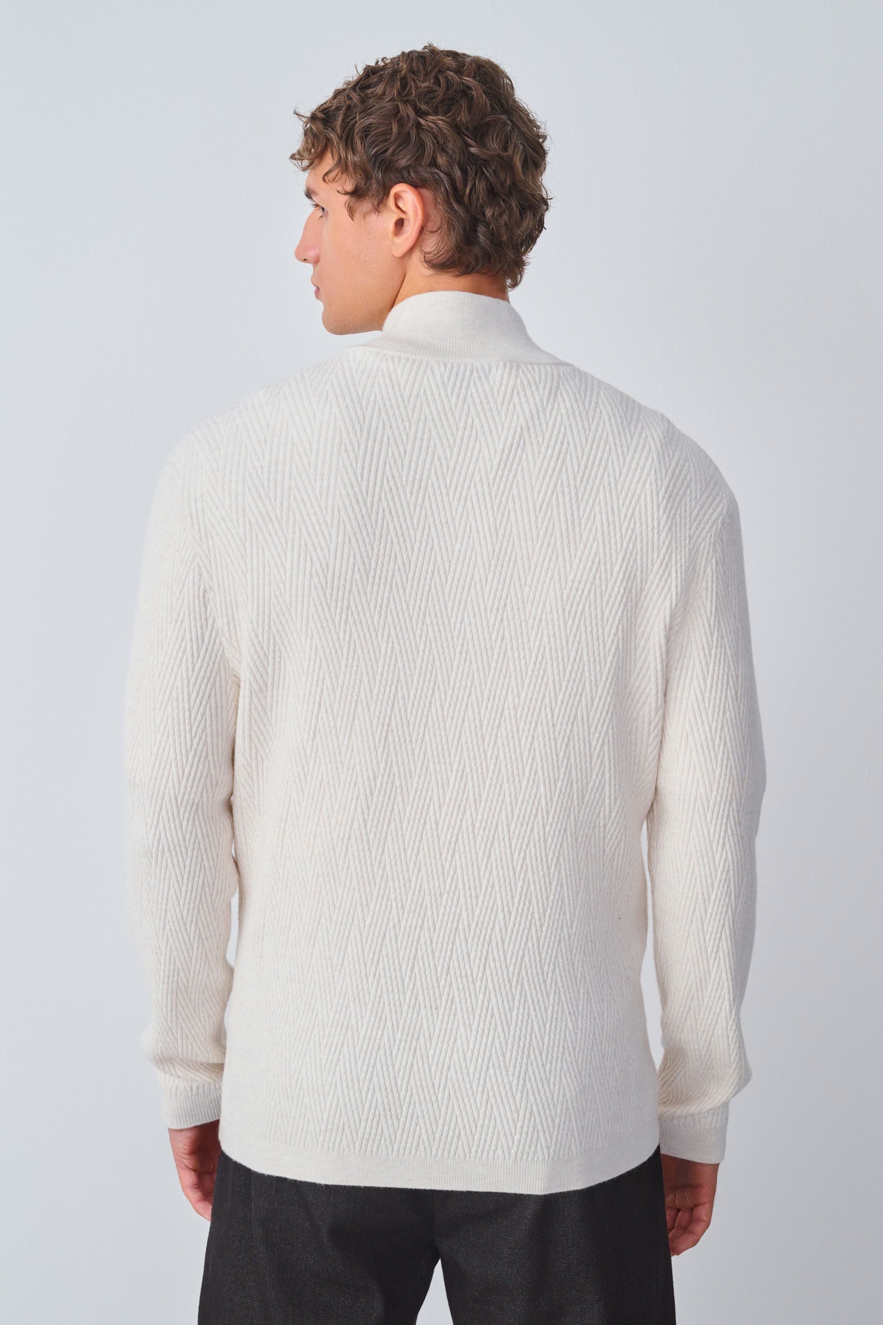 Next Troyer Regular Fit Premium Troyer mit Zopfmuster (1-tlg)