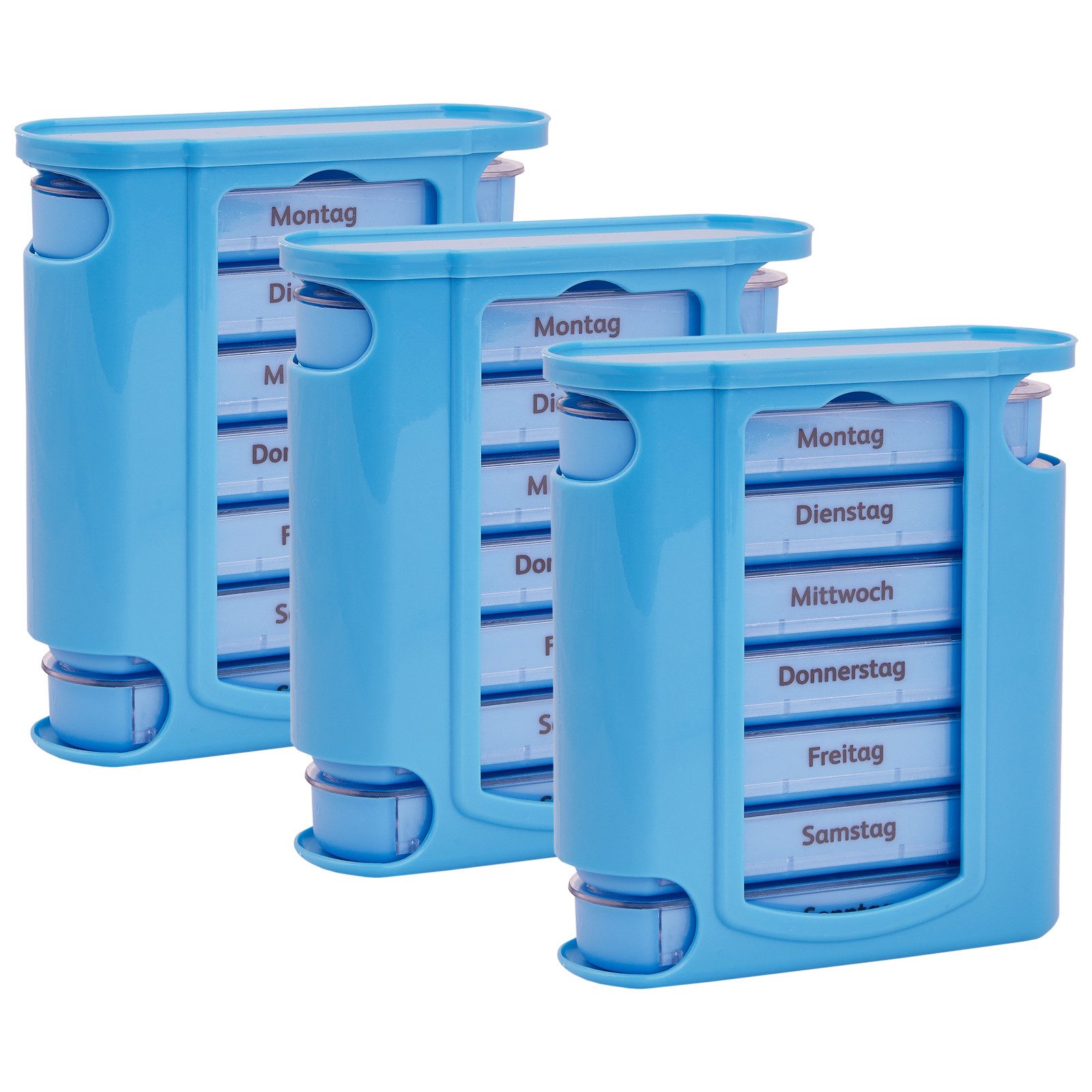 Wellgro Pillendose 3x Tablettenbox für 7 Tage je 4 Fächer pro Tag