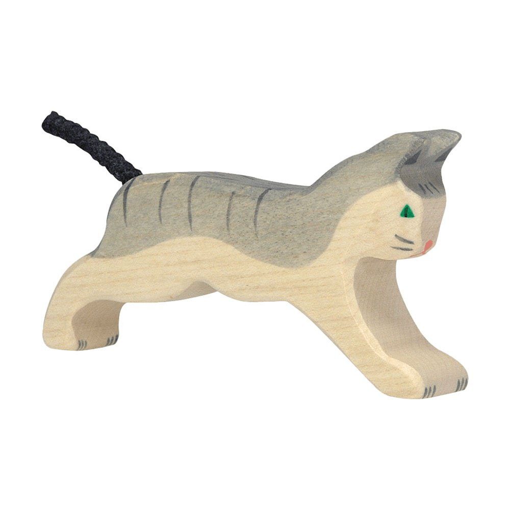 Holztiger Tierfigur HOLZTIGER Katze aus Holz - laufend