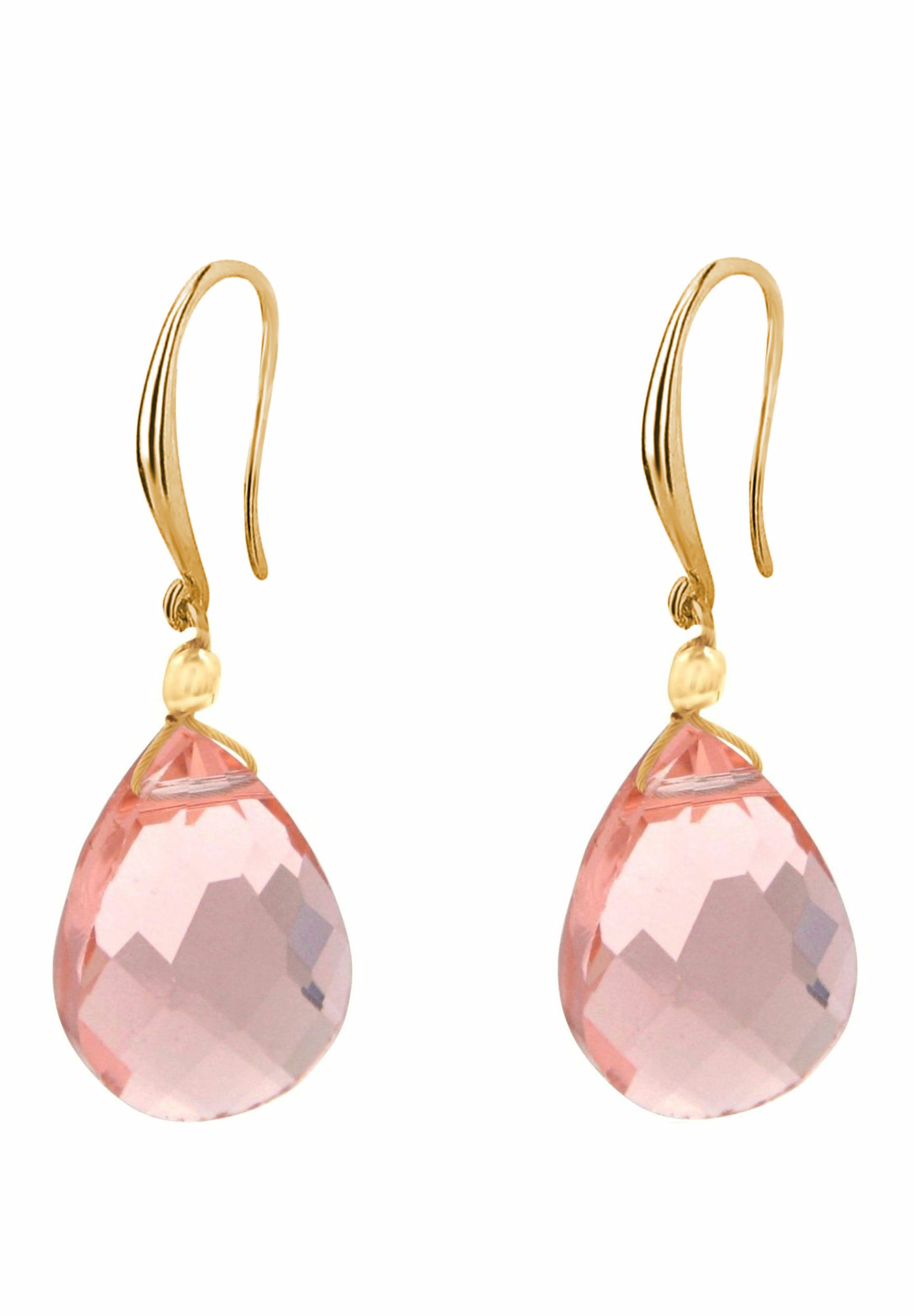 Gemshine Paar Ohrhänger Chalcedon - Rosenquarz Tropfen