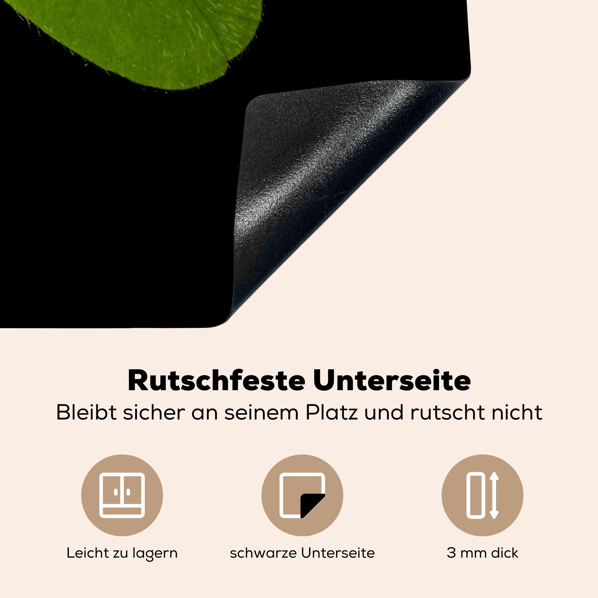 Kleeblatt Hintergrund, MuchoWow (1 tlg), schwarzen küche Vierblättriges für cm, für Vinyl, Herdblende-/Abdeckplatte Ceranfeldabdeckung, Arbeitsplatte 78x78