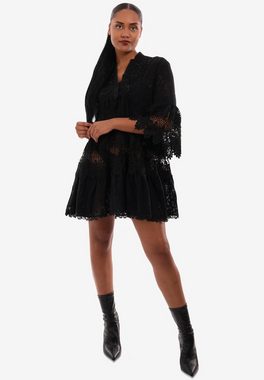 YC Fashion & Style Strandkleid Boho Strand Tunika-Kleid mit Spitze, Volant und Pailletten in Unifarbe, mit Volant