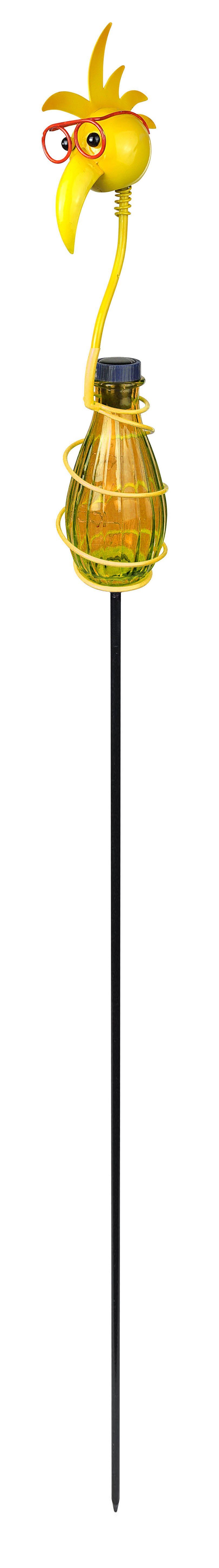 Luna24 simply great ideas... LED Dekofigur Solar Stableuchte, Solarleuchte, Solarlampe "Crazy Bird", gelb, LED fest integriert