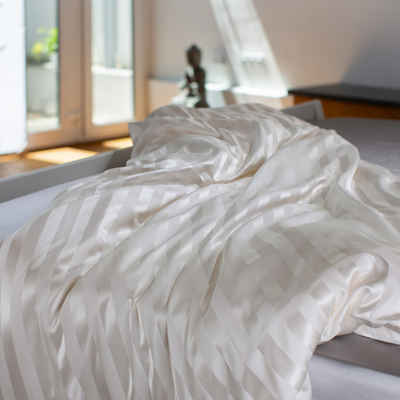 Bettbezug Seiden-Bettbezug aus Maulbeerseide, White Stripes, orignee (1 St), 100% Seide