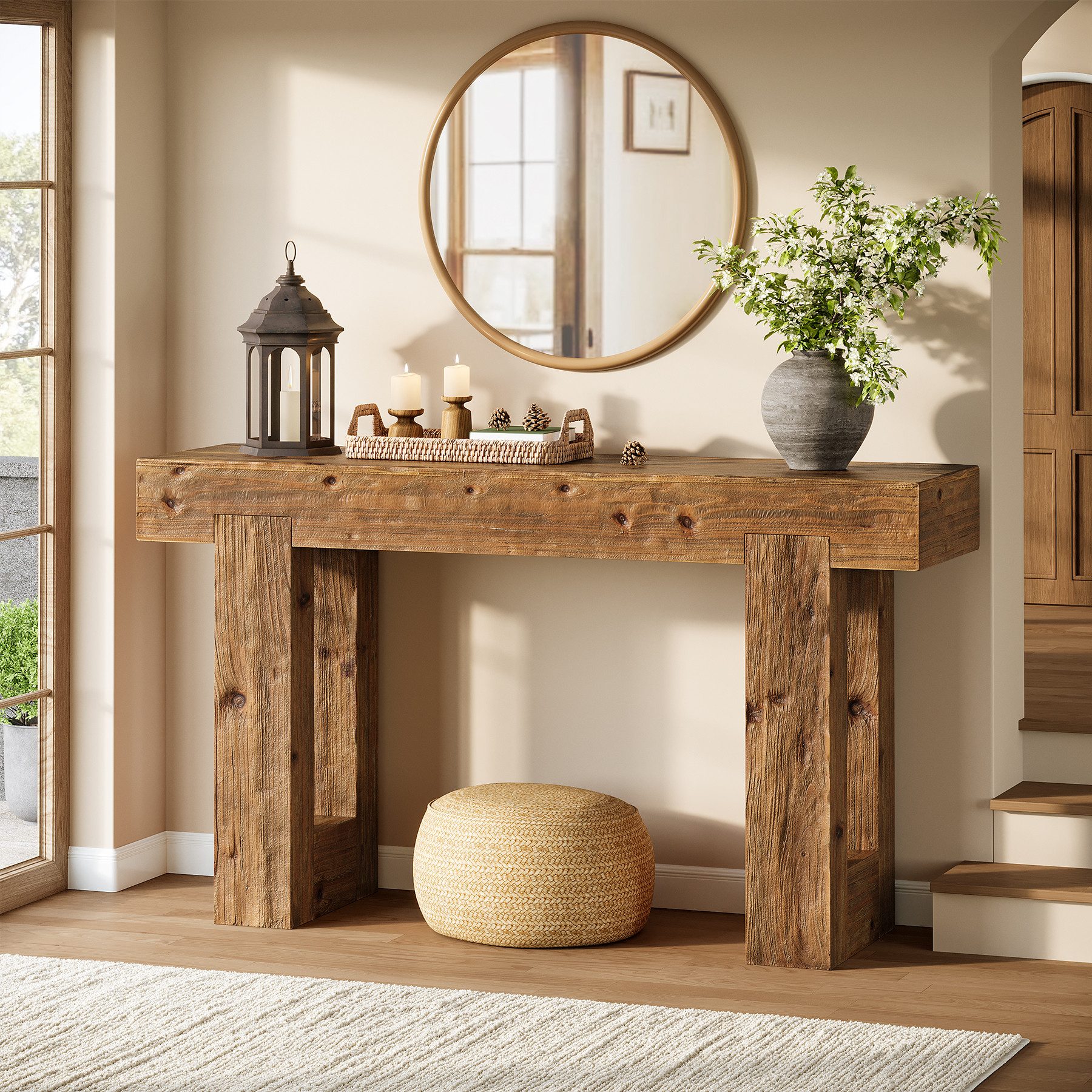 Tribesigns Konsolentisch Schmaler Sofatisch Aus Massivholz (Tanne), Landhau günstig online kaufen