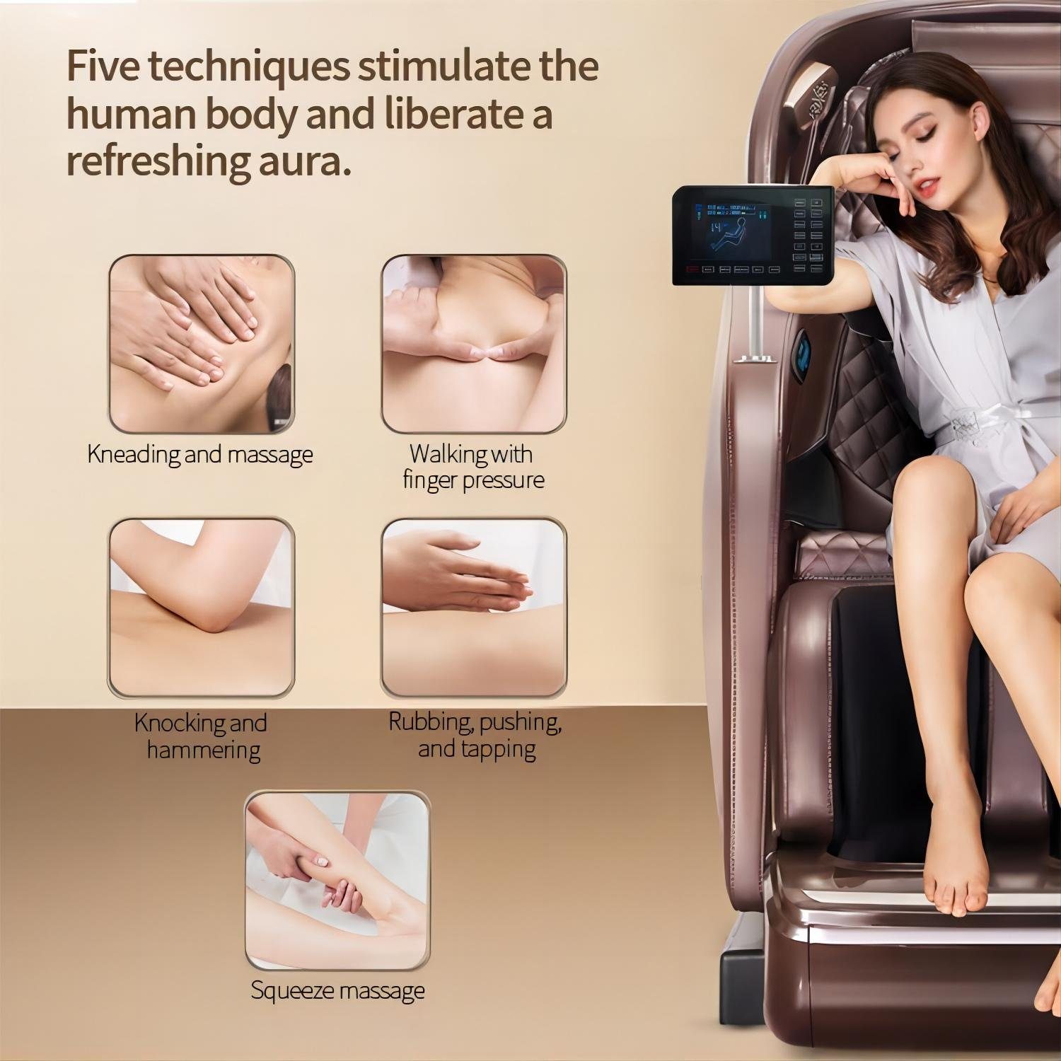 Salottini Massagesessel Designer Modell Basel, Wärmefunktion, Liegefunktion Bluetooth-Audio, Massagesessel Sessel Luxus