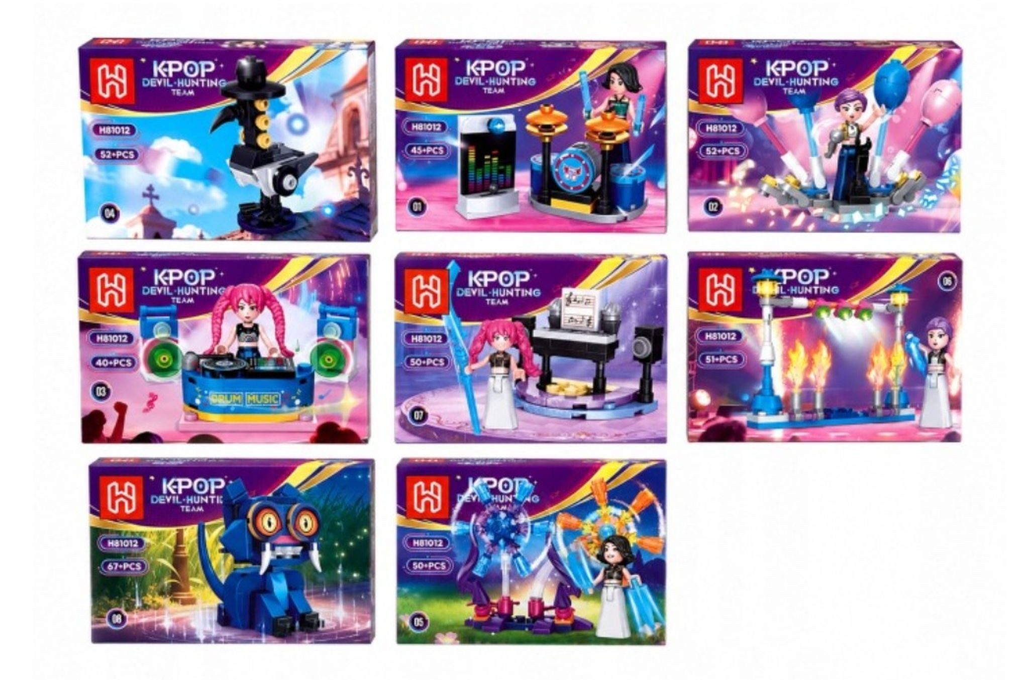 KPop Demon Hunters Demon Hunters Set 8in1 407 Teile Konstruktionsspielzeug Spielbausteine, (8 St)