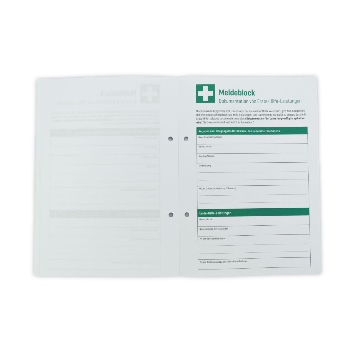 WERO Erste-Hilfe-Set Meldeblock gemäß DGUV Information 204-021