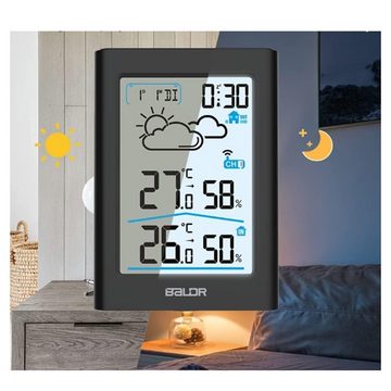 Coonoor Raumthermometer Digital DCF-Funkuhr Thermometer Innen/Außen Temperaturanzeige