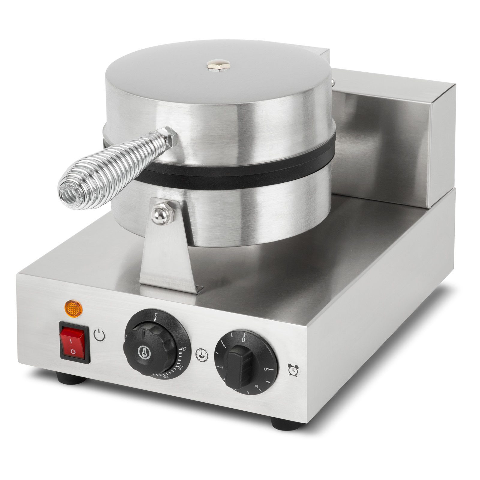 vertes Waffeleisen Hörncheneisen für Eiswaffeln 24 Stück pro Std Kegel regelbar 0-300°C, 1000 W, teflonbeschichtet Gusseisen Hörnchenautomat Edelstahlgehäuse