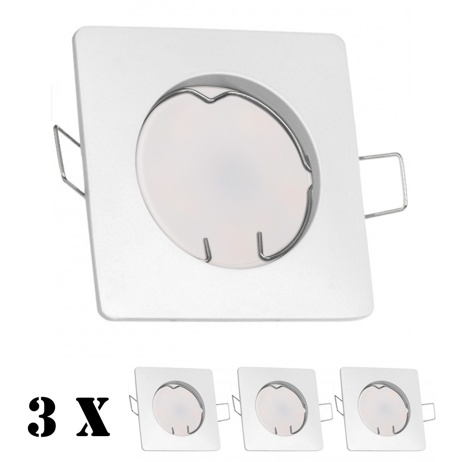 LEDANDO LED Einbaustrahler 3er LED Einbaustrahler Set extra flach in weiß mit 5W Leuchtmittel von