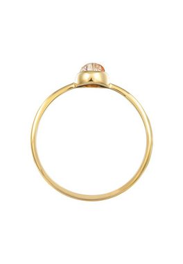 Elli Premium Fingerring Solitär Rutilquarz Edelstein Oval 375er Gelbgold