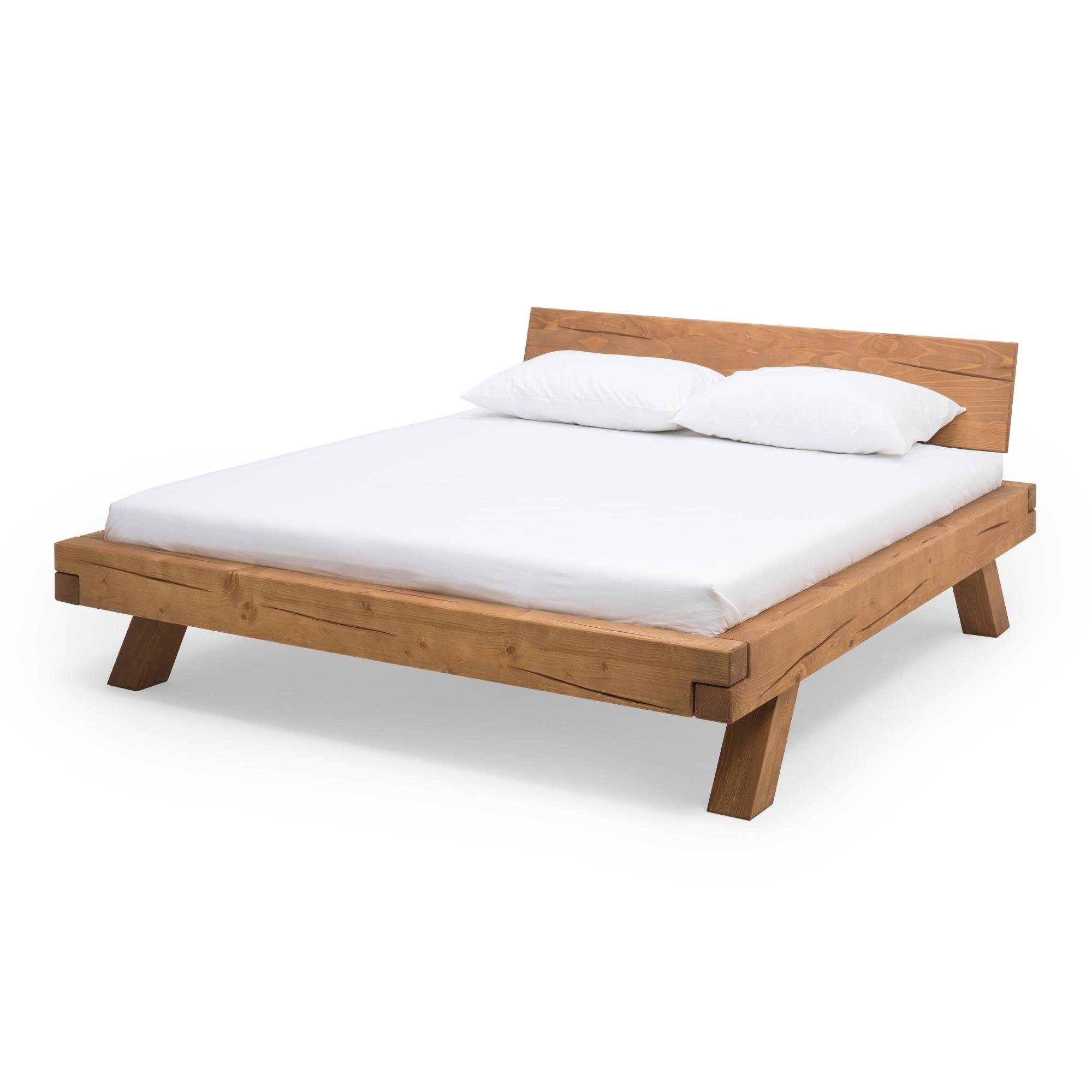 GMD Living Bett MOSTAR (1-tlg), Balkenbett mit vier schrägen Holzbeinen, Liegefläche: 200 x 200 cm