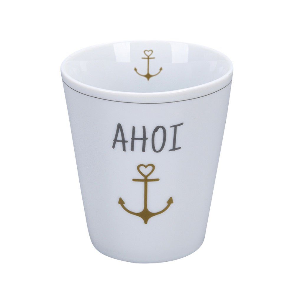 Krasilnikoff Becher »Happy Mug AHOI weiß grau gold mit Anker Kaffeebecher  Becher ohne Henkel« online kaufen | OTTO