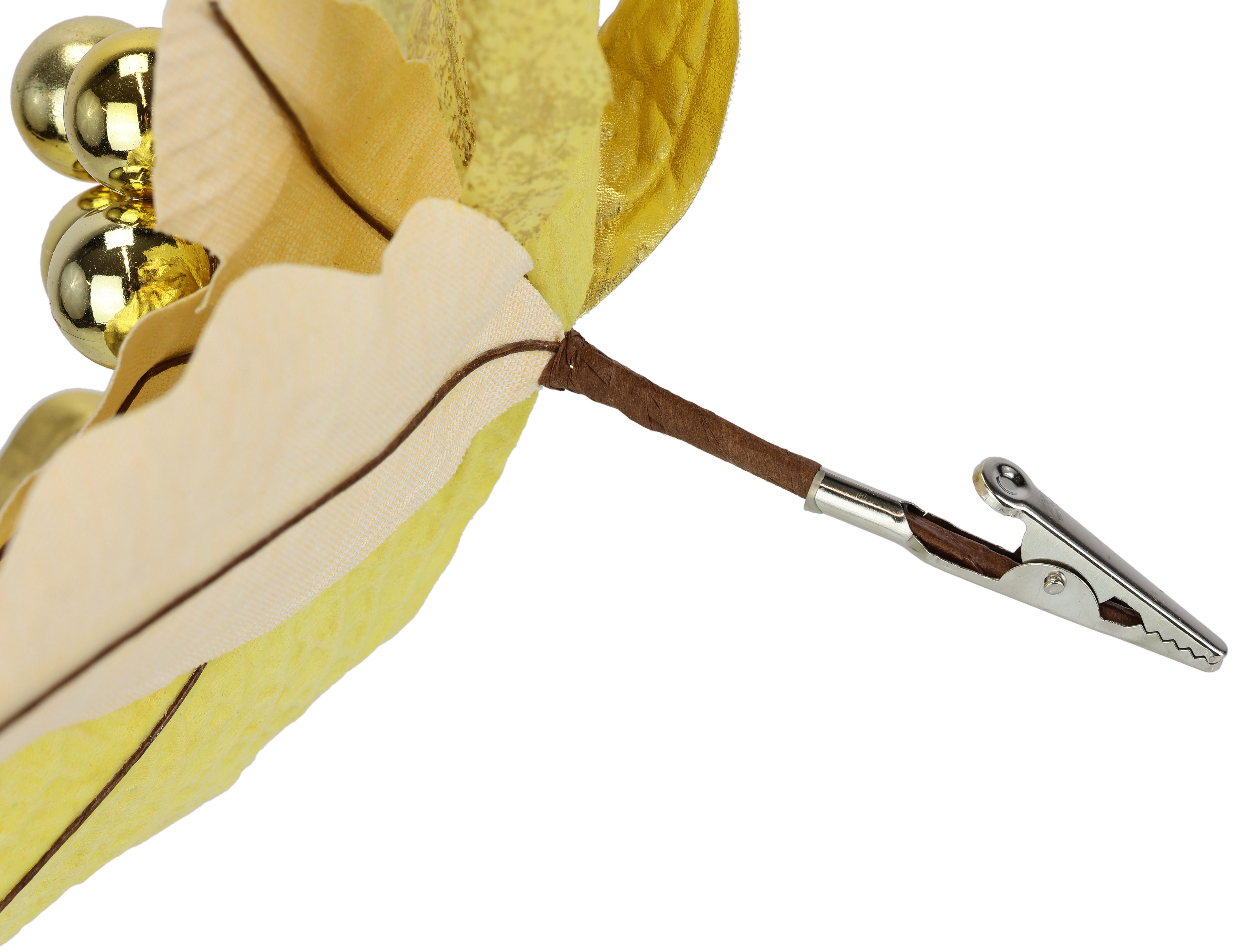 I.GE.A. Dekohänger Poinsettia auf Clip (2 St), 2er Set 28cm Weihnachts-Christstern künstlich Weihnachtsblume gold