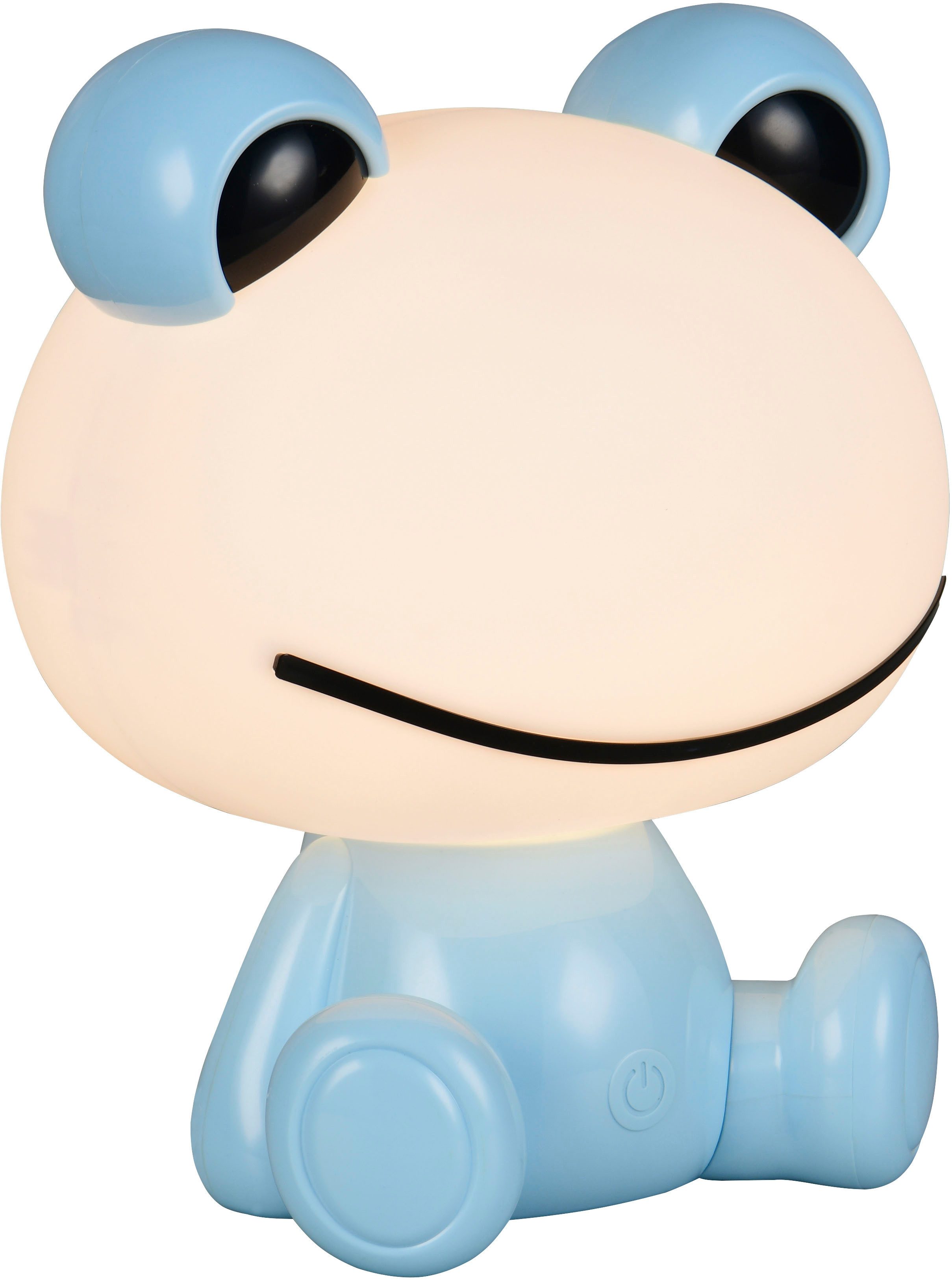 Reality Leuchten LED Tischleuchte HOPPER, Kinderzimmer Tischleuchte Nachttischleuchte Frosch Optik, RGB, Ein-/Ausschalter, Farbwechsel, USB-Ladefunktion, LED fest integriert, RGB, Warmweiß, 0,3W 30 Lumen warmweiß 3000K, RGB Farbwechsel Modus, USB-Anschluss