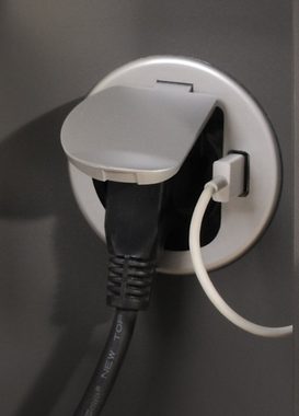 Parisot Küchenbuffet Moove (Küchenzeile 240 cm, in grau und Eiche) mit Steckdose, USB Anschluß