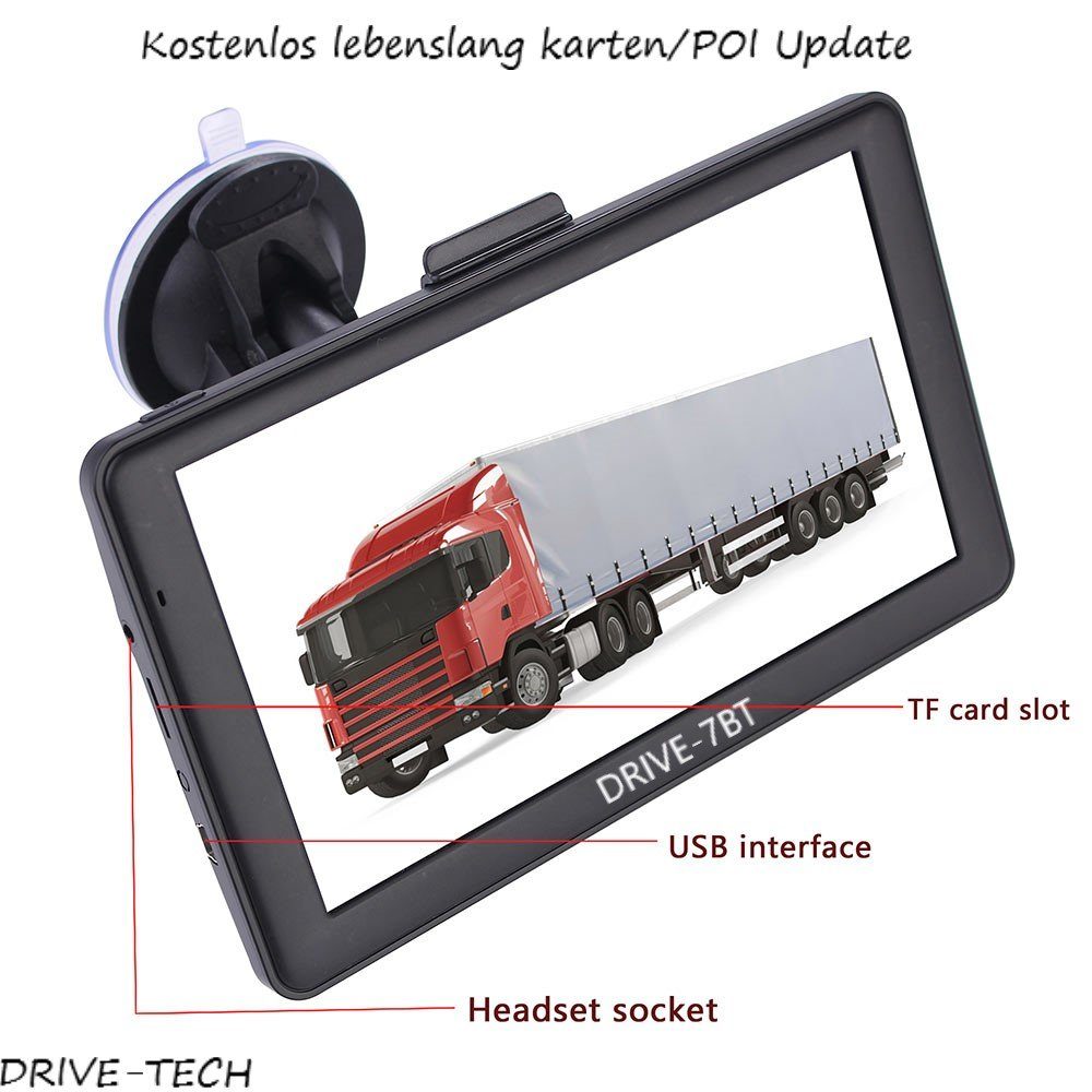 GABITECH 7 Zoll GPS Navigationsgerät Für LKW, PKW, BUS, WOMO BT AV-IN Mit TMC LKW-Navigationsgerät (Europa (46 Länder)