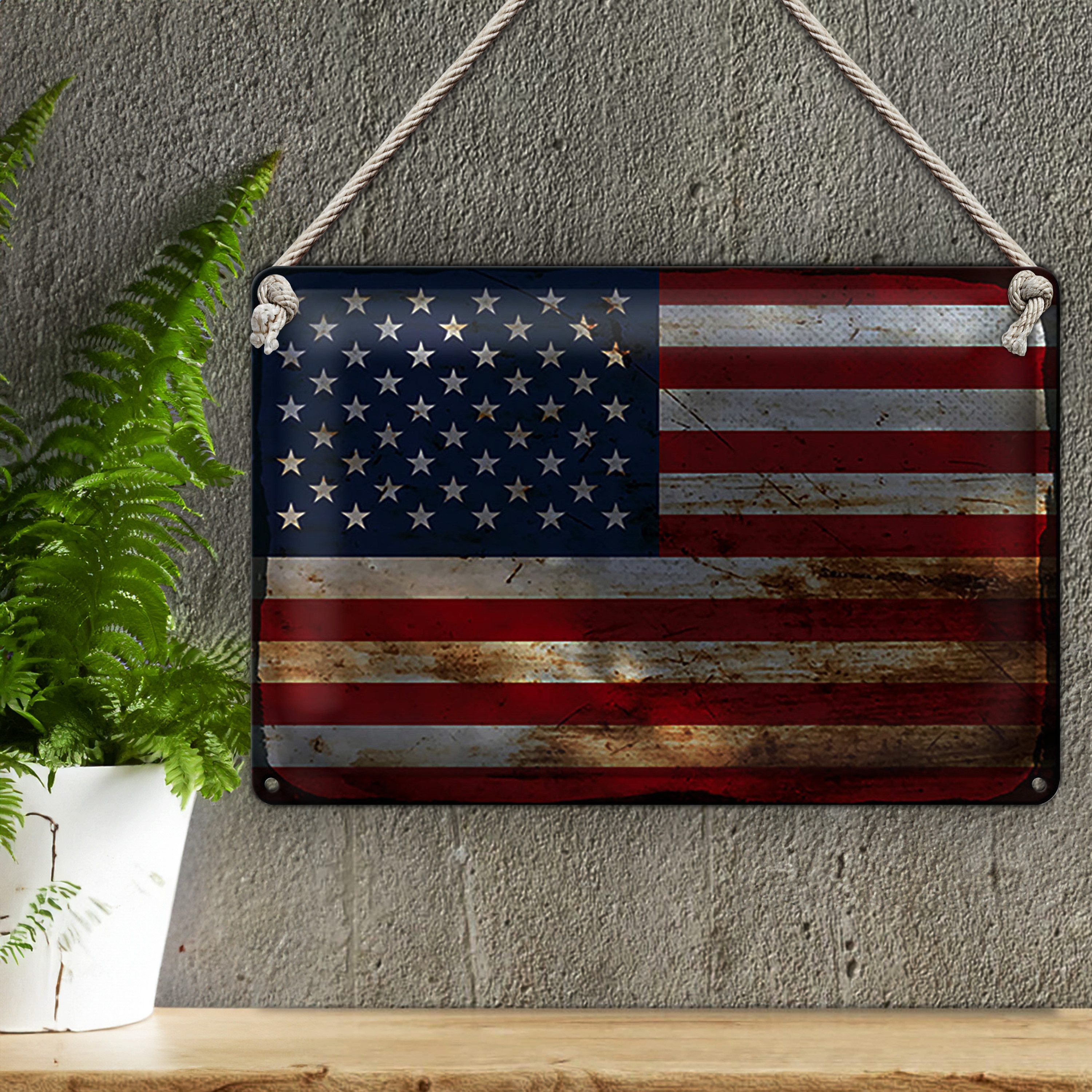 Roomando Metallschild Flagge Vereinigte Staaten 40x30cm States Rost