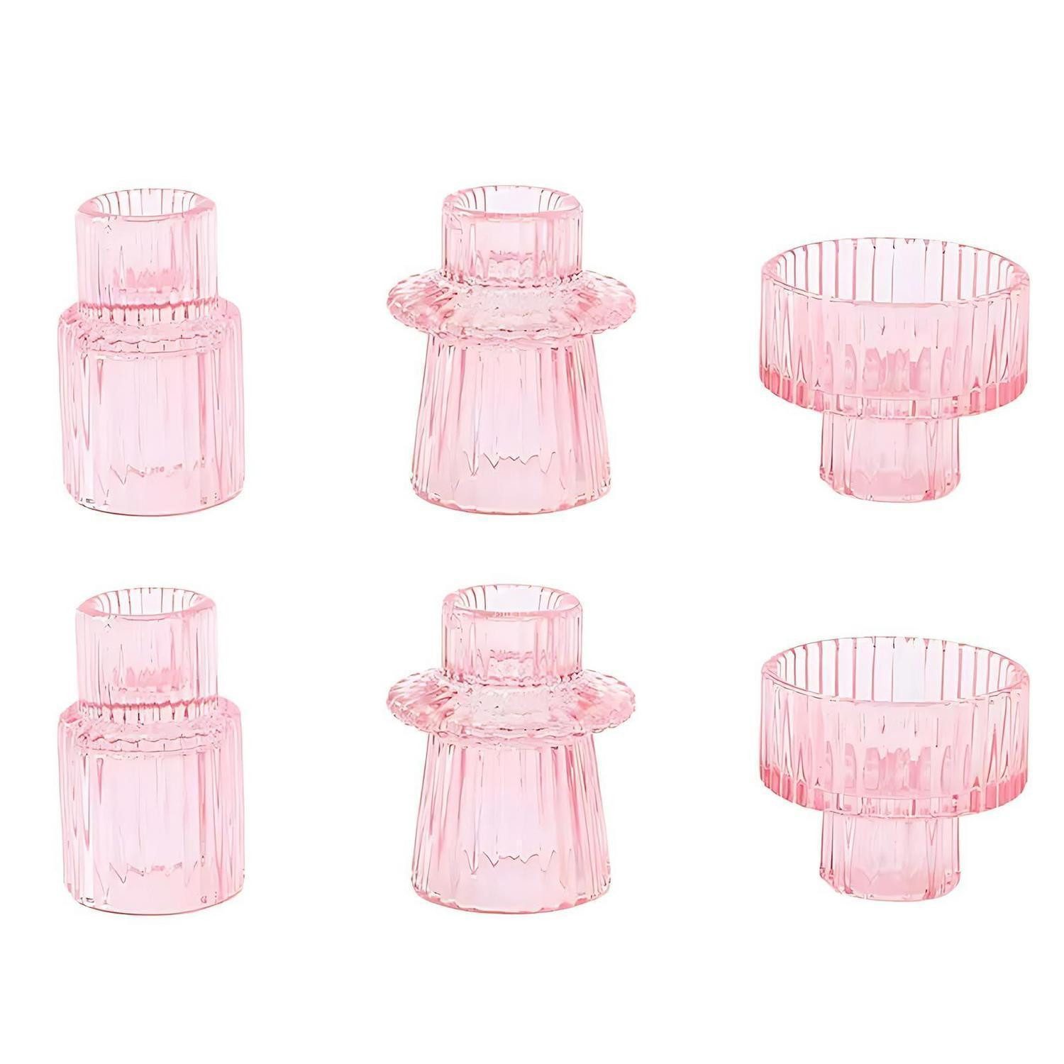 LuxusKollektion Tischkerzenhalter Kerzenständer Set Glas 6-teilig (6 St)