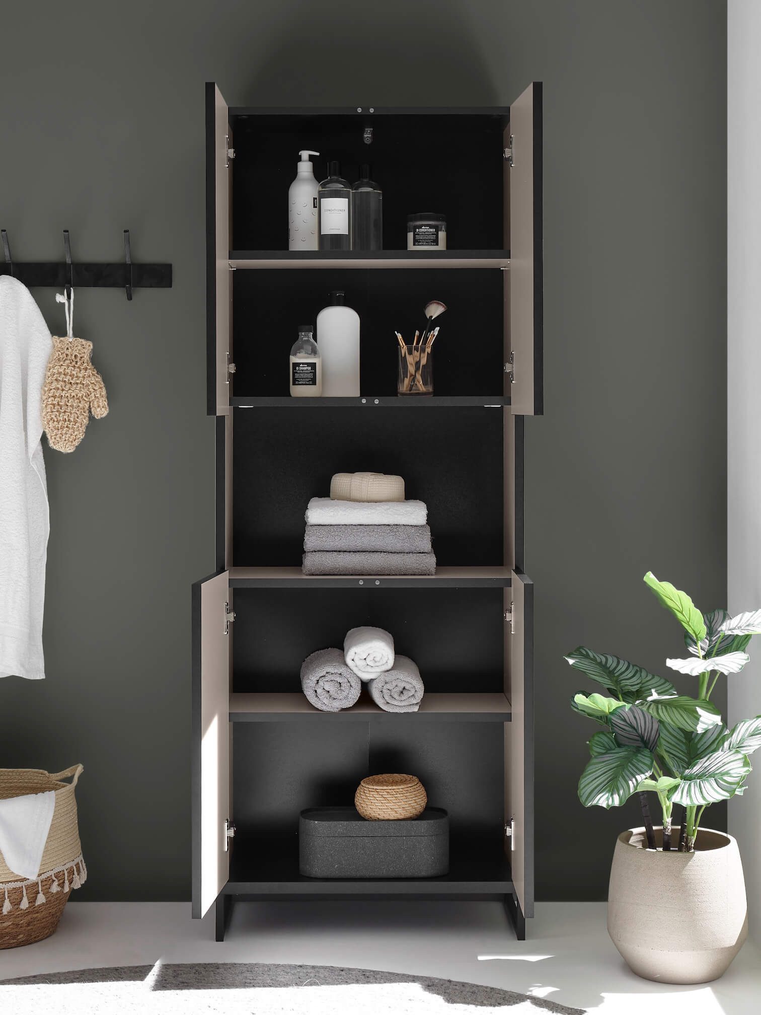 moebel-dich-auf Hochschrank VENEZIA (breiter Badezimmer Wandschrank in kaschmir 60 cm breit) – Bild 4 von 5