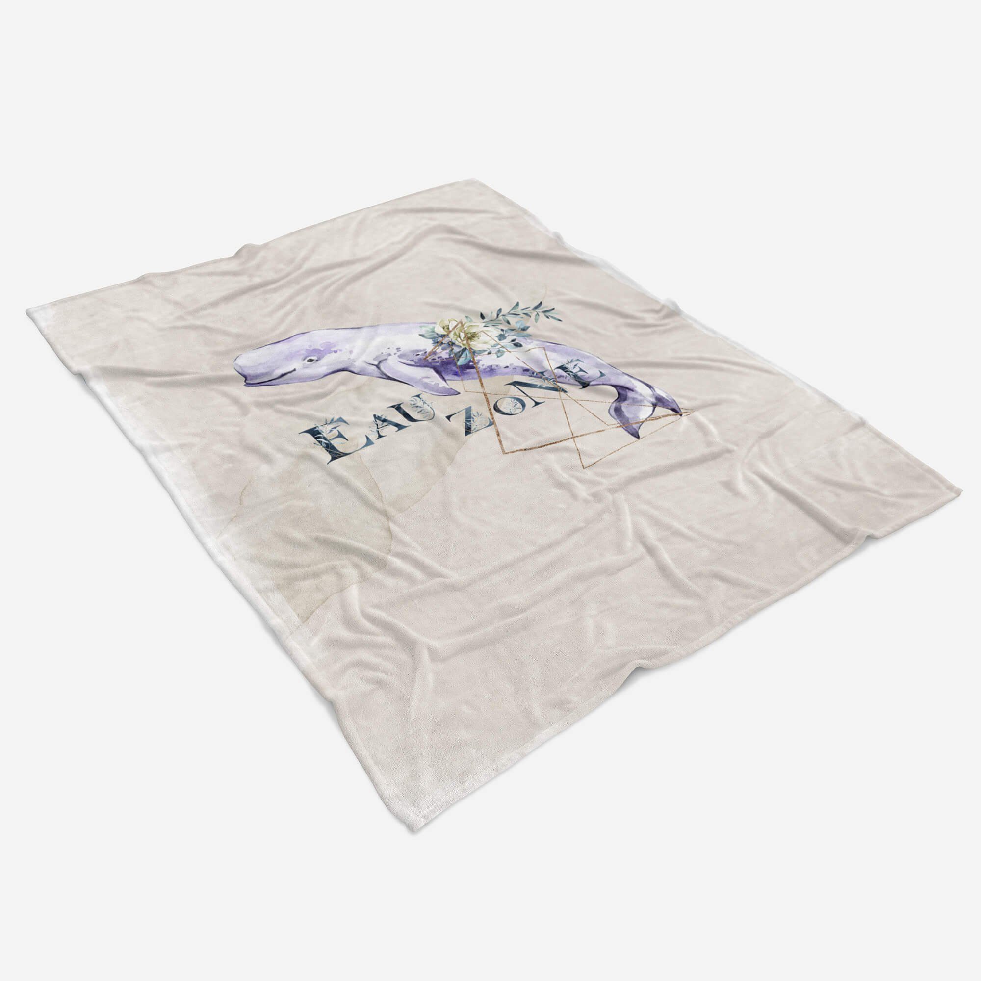 Art Ozean Kunstvoll Baumwolle-Polyester-Mix Saunatuch Sinus Kuscheldecke Handtücher Handtuch (1-St), Beluga Strandhandtuch Blüten Motiv, Handtuch