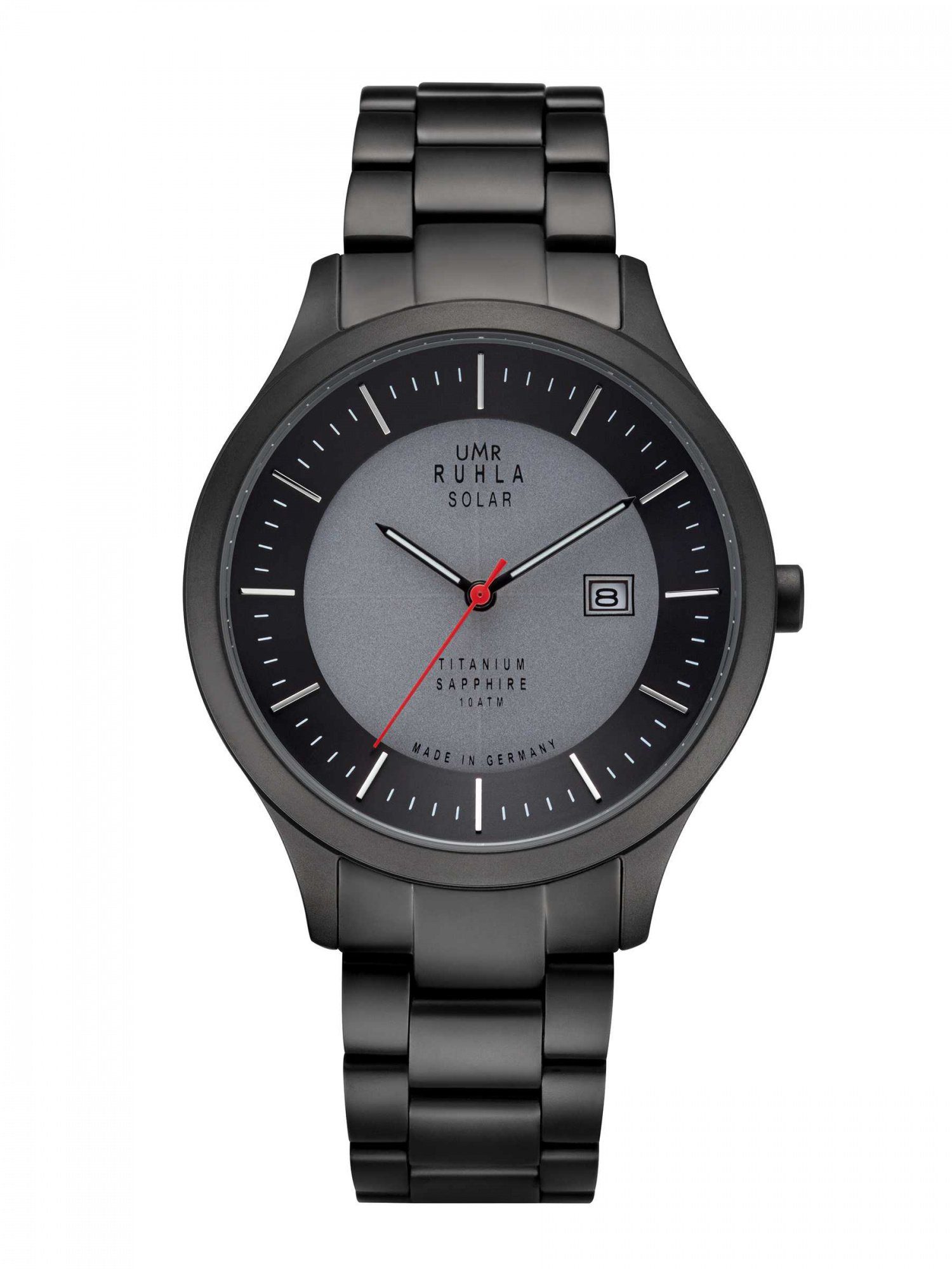 UMR Ruhla Solaruhr Titan Herrenuhr - Titanband, Saphirglas, 42 mm 95952M, Made in Germany