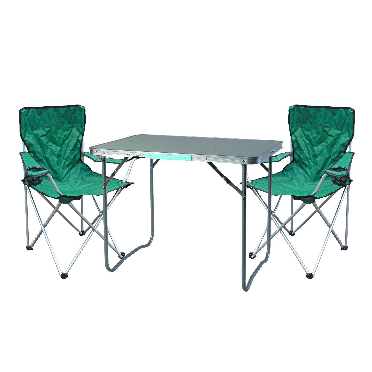Mojawo Essgruppe 3-teiliges Campingmöbel Set Grün 2x stuhl inkl. Tasche + 1x Tisch | Essgruppen