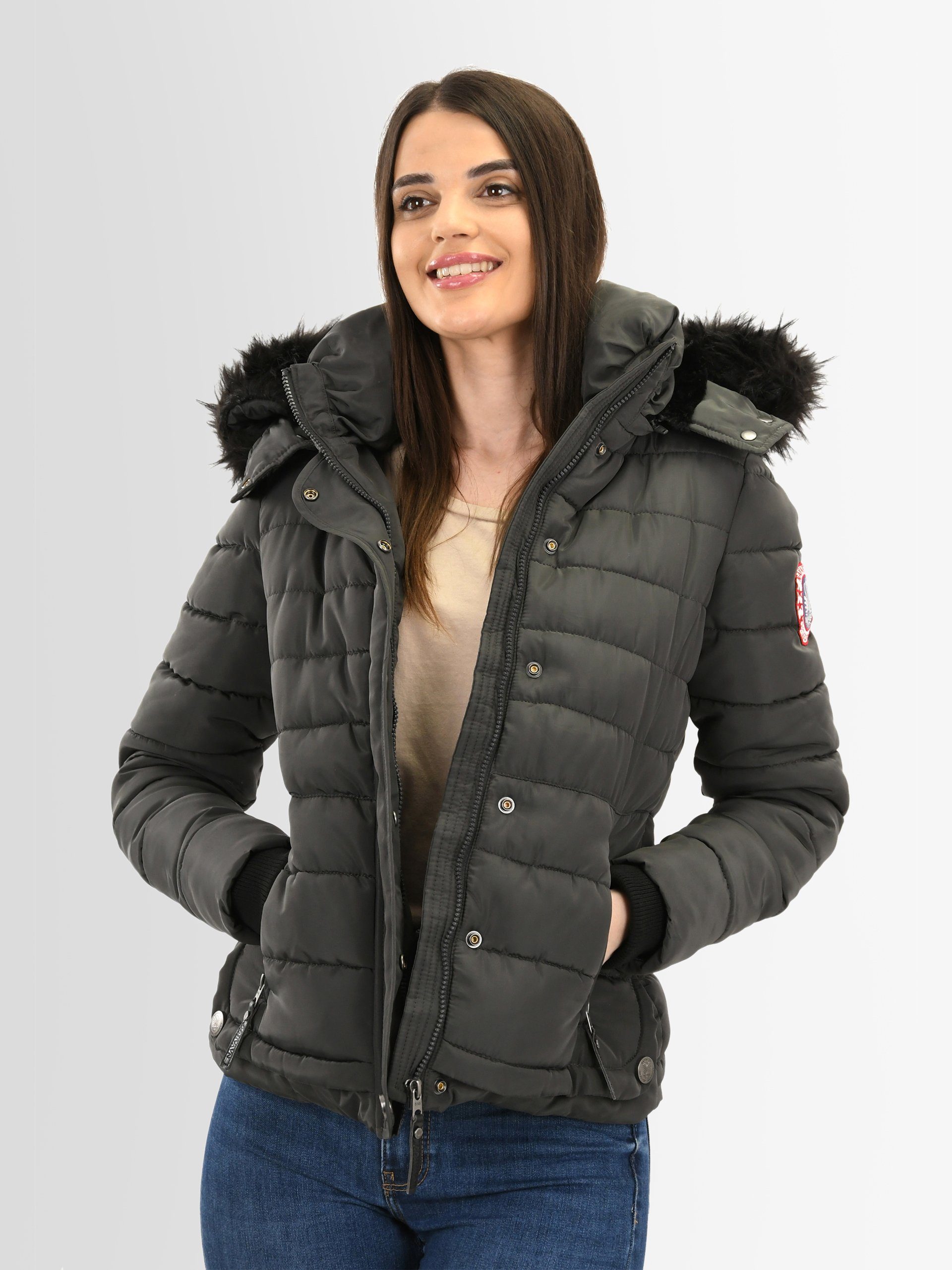 Navahoo Steppjacke Chloe hochwertige Winterjacke mit abnehmbarer Kapuze