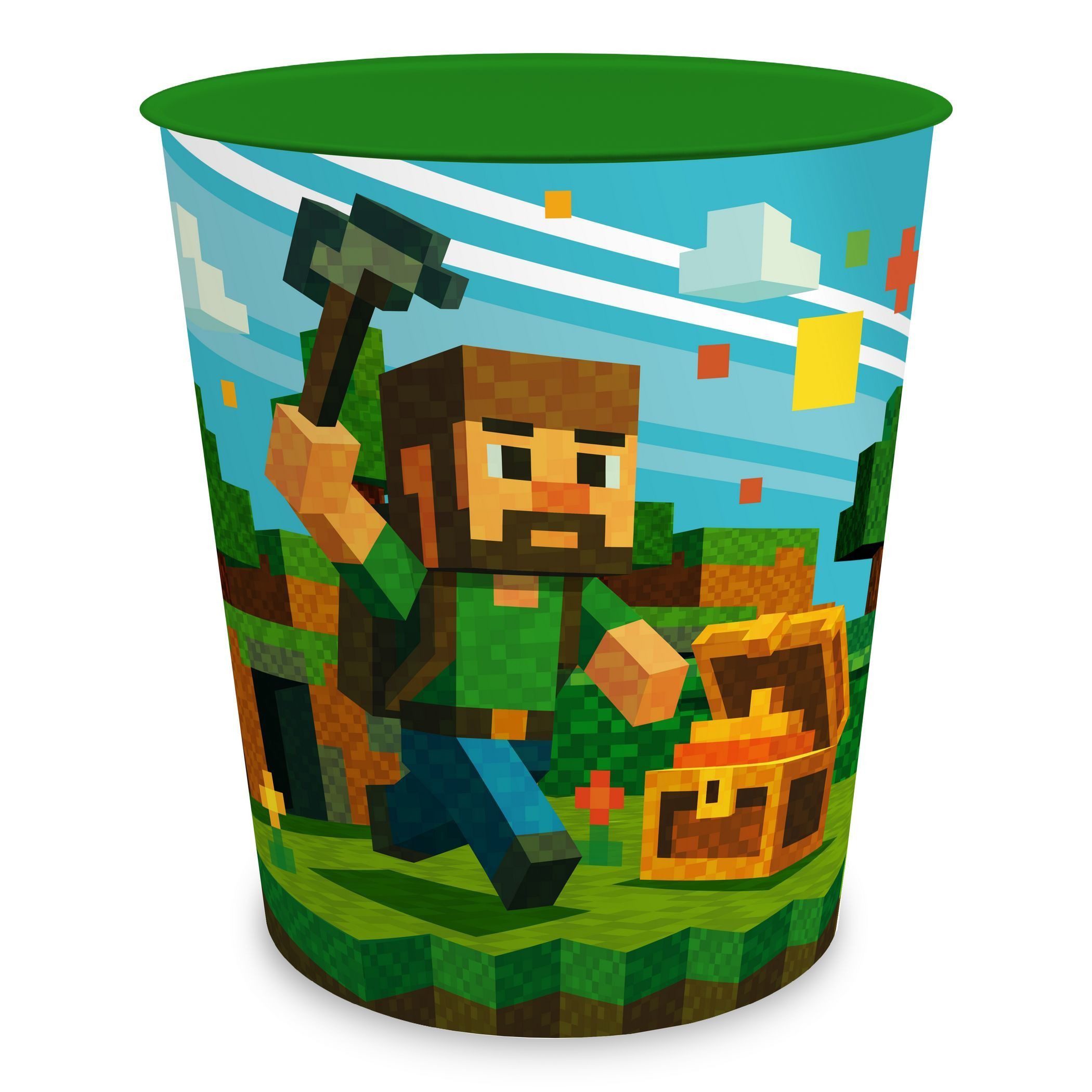 itenga Papierkorb itenga Papierkorb für Kinder - Motiv Blockgame PIXEL - ca. 11 Liter