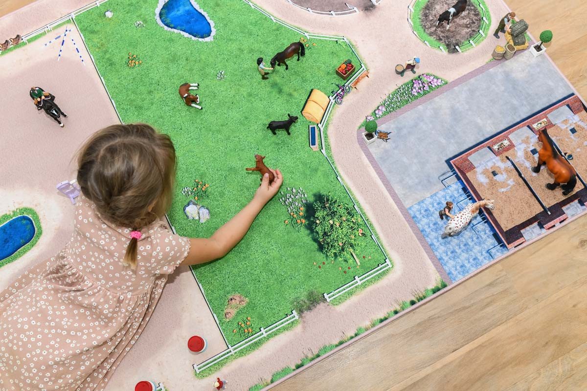 SkippiDoo Kinderteppich Spielteppich Pferde z.B. Schleich® Kinderzimmerteppich Kinderteppich